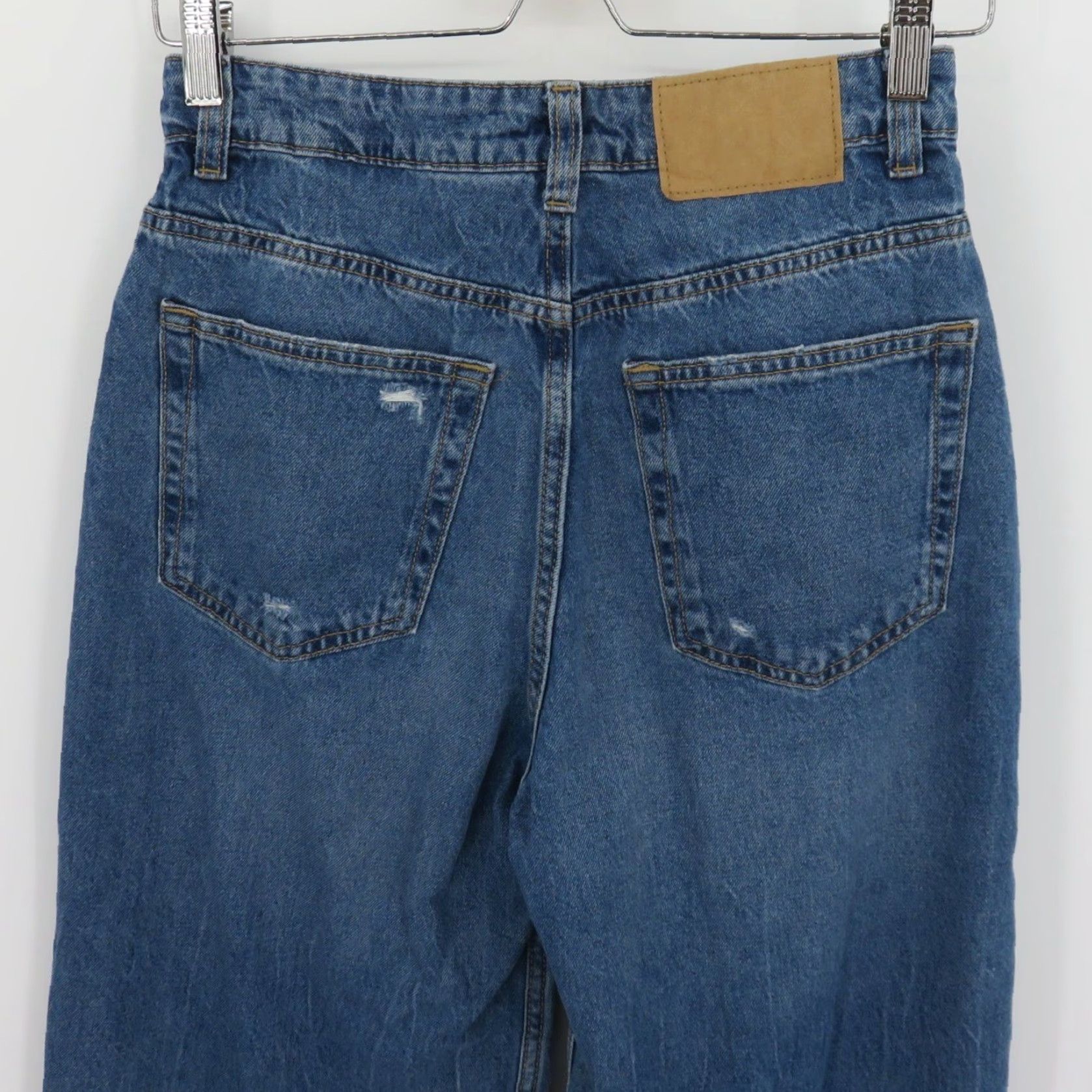 Vintage H&M Divided Jeans Women 4 Distressed Wide-Leg 5-Pocket Denim Blue Cotton Blend Pocket Pockets Regular Vintage No Size 27" / US 4 / IT 40 - 6 Thumbnail