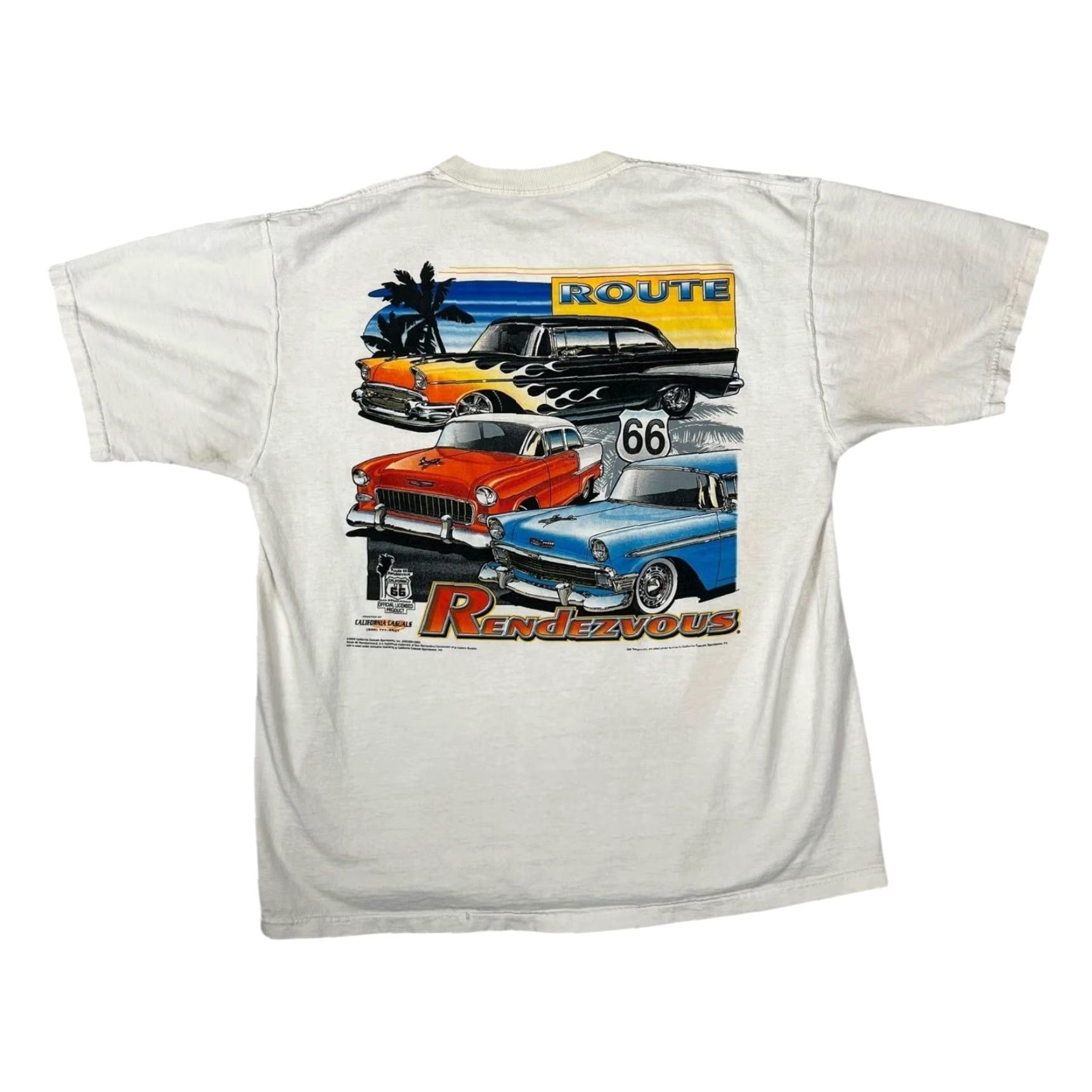 Vintage VINTAGE Route 66 Rendezvous Bel Air Hot Rod T-Shirt Mens Large White California Size US L / EU 52-54 / 3 - 2 Thumbnail