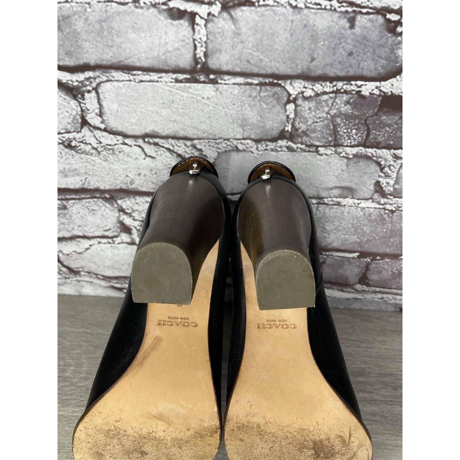 Coach Coach Labelle Black Leather Open Toe Booties Heels Shoes Wom Size US 7 / IT 37 - 13 Thumbnail