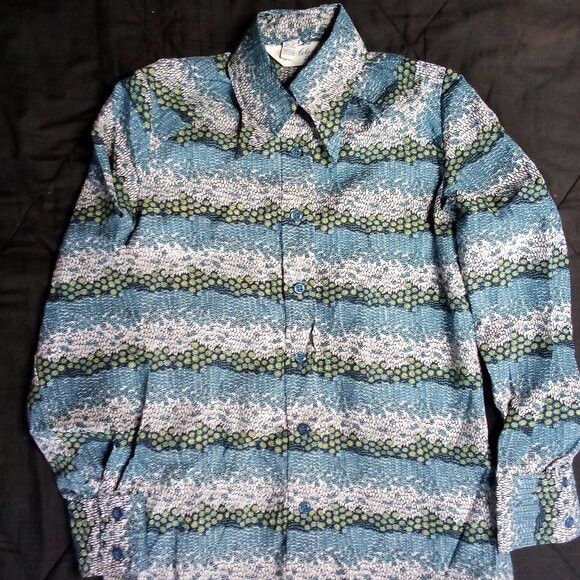 Other Vintage Jan Celeste Floral Psychedelic Polyester Shirt Size M / US 6-8 / IT 42-44 - 2 Thumbnail