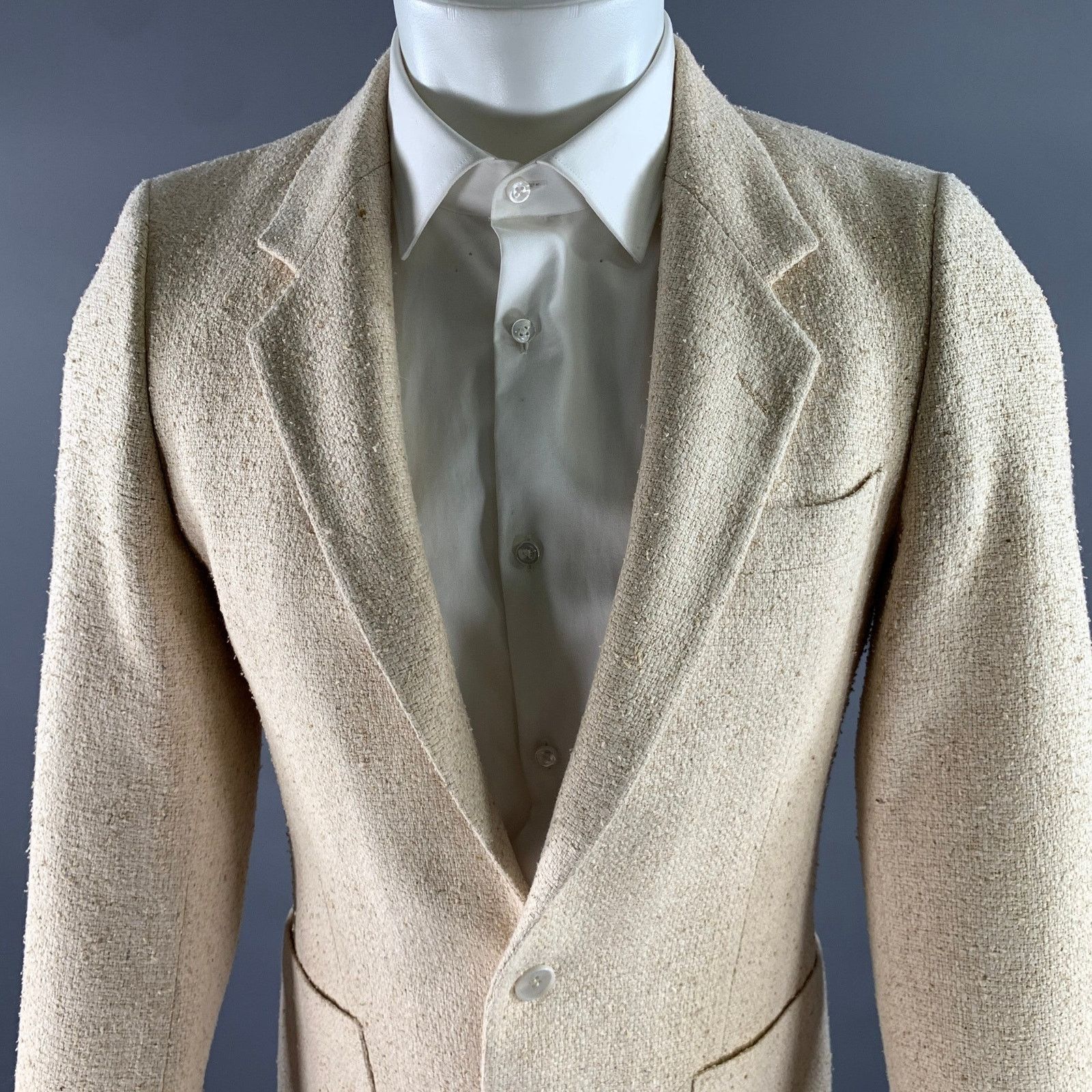 Yves Saint Laurent YVES SAINT LAURENT Size 38 Cream Tweed Wool Blend Sport Coat Size US 5.5 / EU 38 - 2 Thumbnail