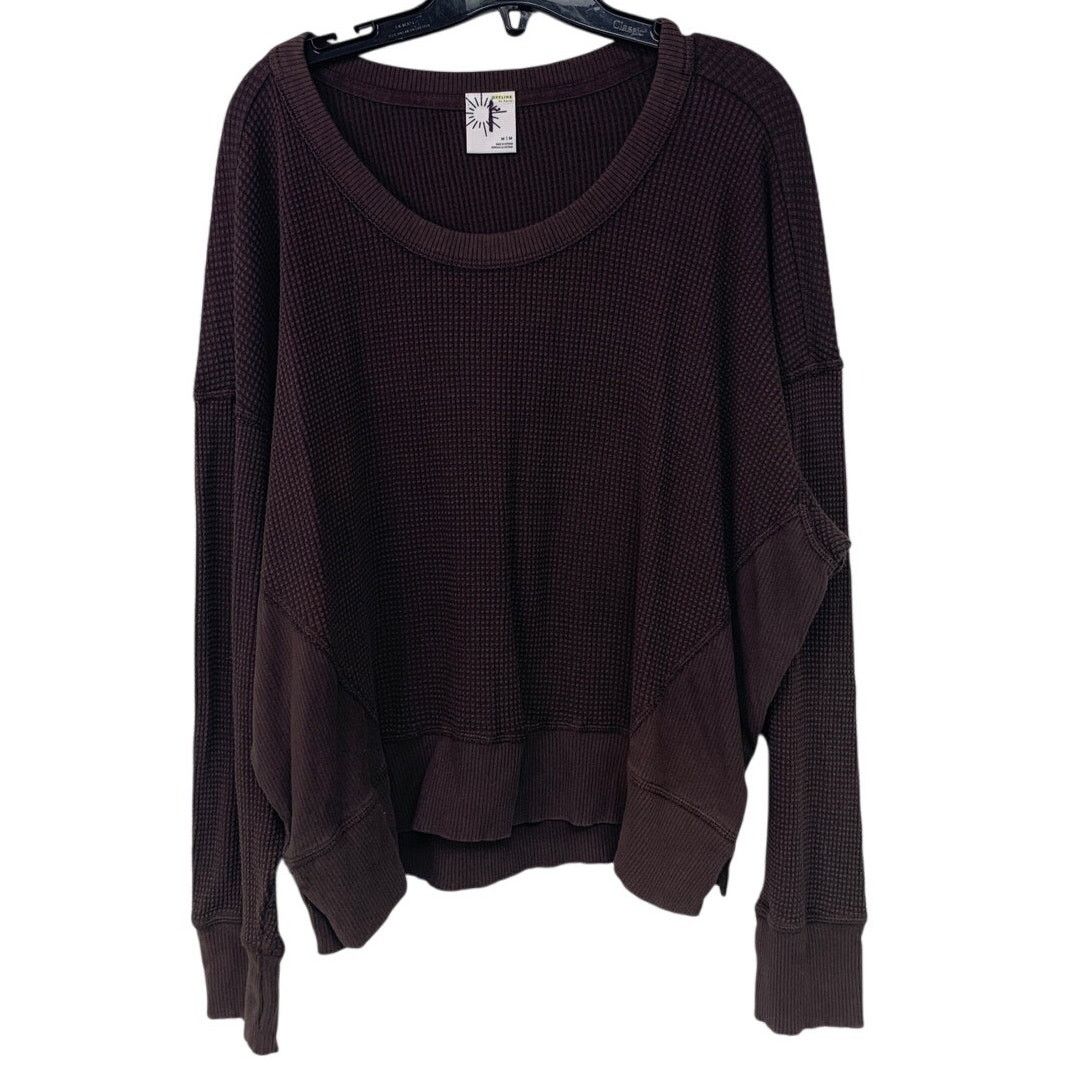 American Eagle Outfitters New Aerie Cotton Blend Waffle Long Sleeve Crew Neck Top Size M / US 6-8 / IT 42-44 - 1 Thumbnail