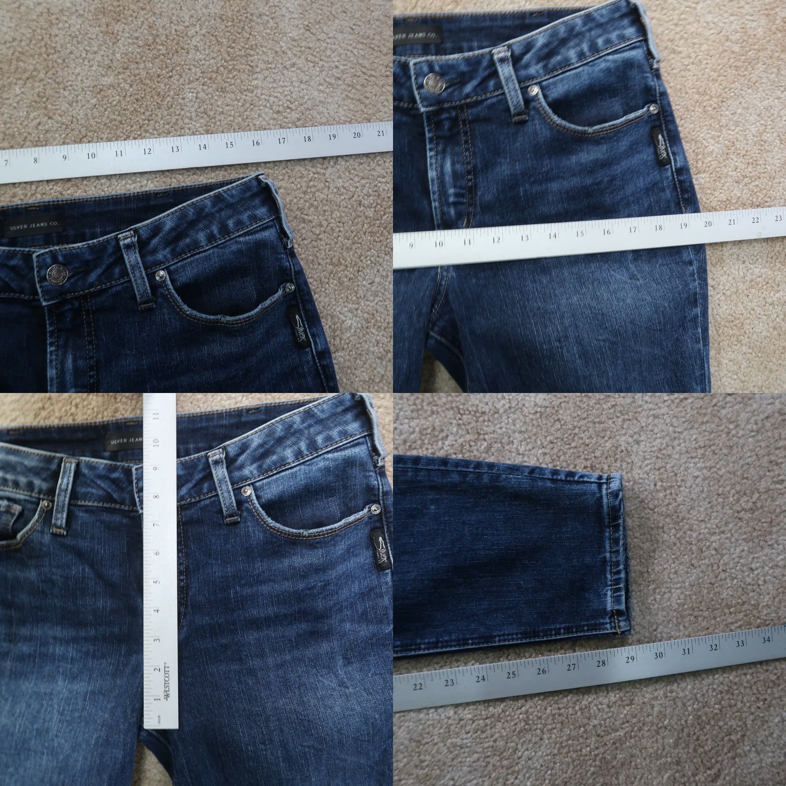 Silver Jeans Co. SILVER Jeans Silver Suki Skinny Jeans Women 32x29 Blue Denim Stretch 5-Pocket Rise Mid Slim Size 32 Regular Size 24" / US 00 / IT 34 - 8 Thumbnail