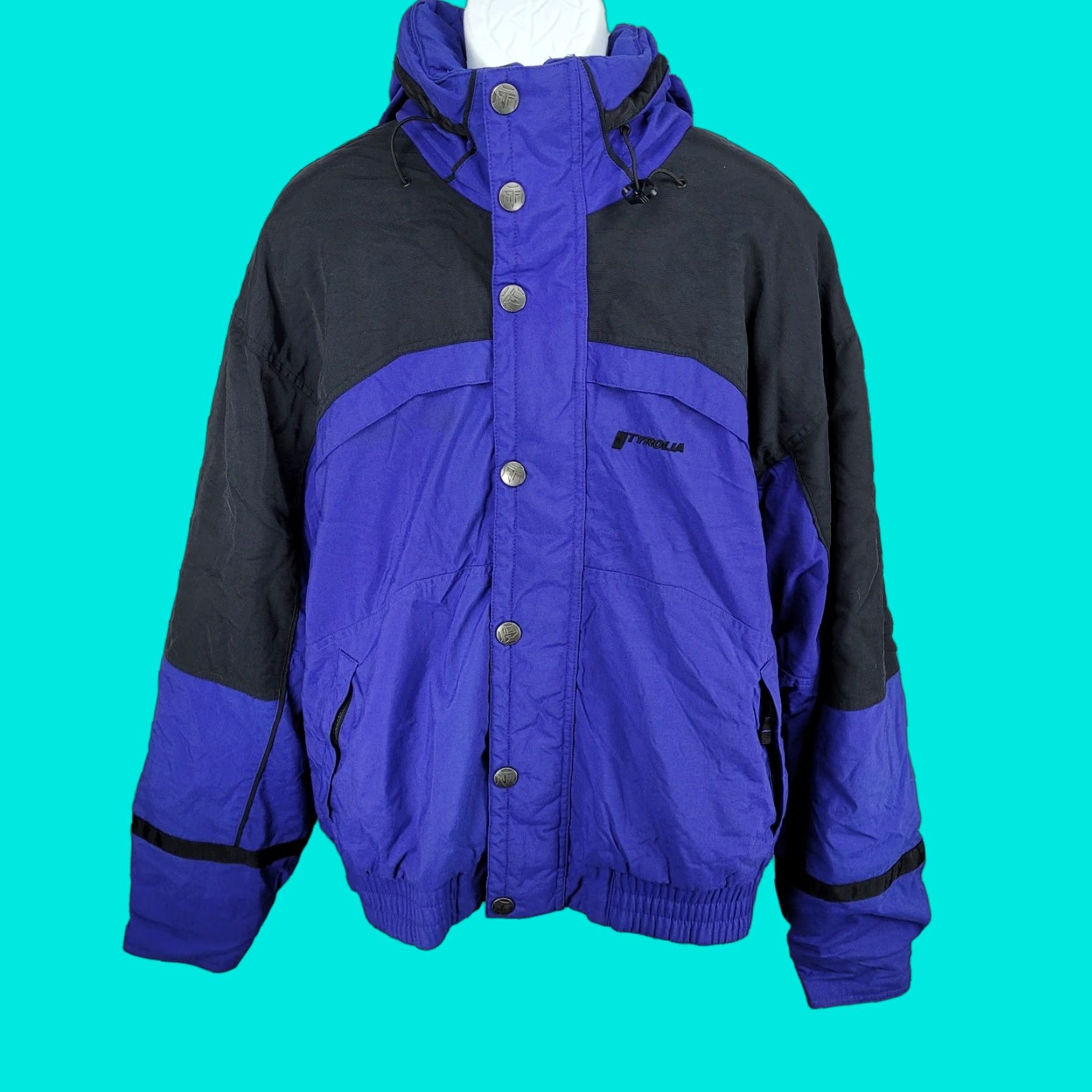 Vintage VINTAGE TYROLIA TYROLIA Celtech Waterproof Hooded Insulated Ski Jacket Large L Blue Men Jacket Size US L / EU 52-54 / 3 - 1 Thumbnail
