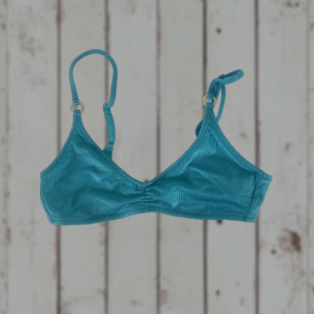 Vintage Aerie Turquoise Bikini Top Womens M Scoop V-Neck No Padding Adjustable Strap Back Logo Beach Modern Size M / US 6-8 / IT 42-44 - 1 Thumbnail