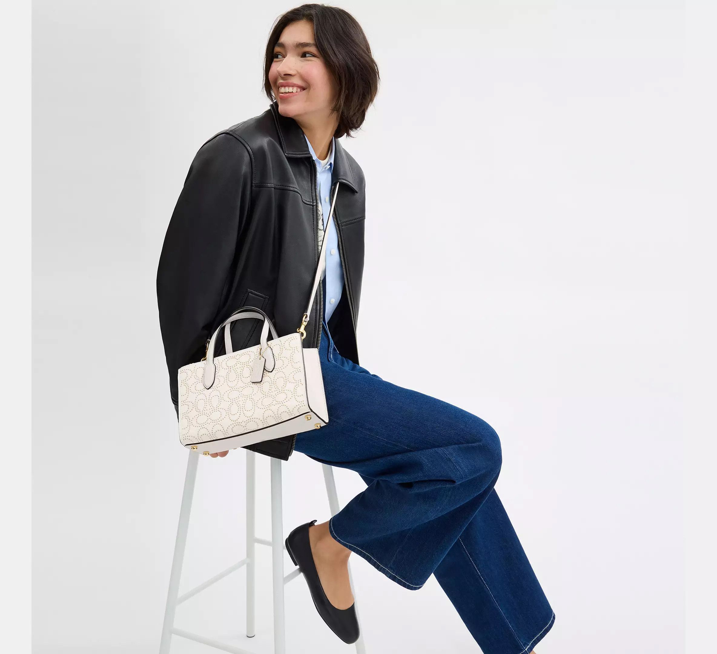 Coach Nina Small Tote Bag With Signature Rivets CX266 Size ONE SIZE - 7 Thumbnail