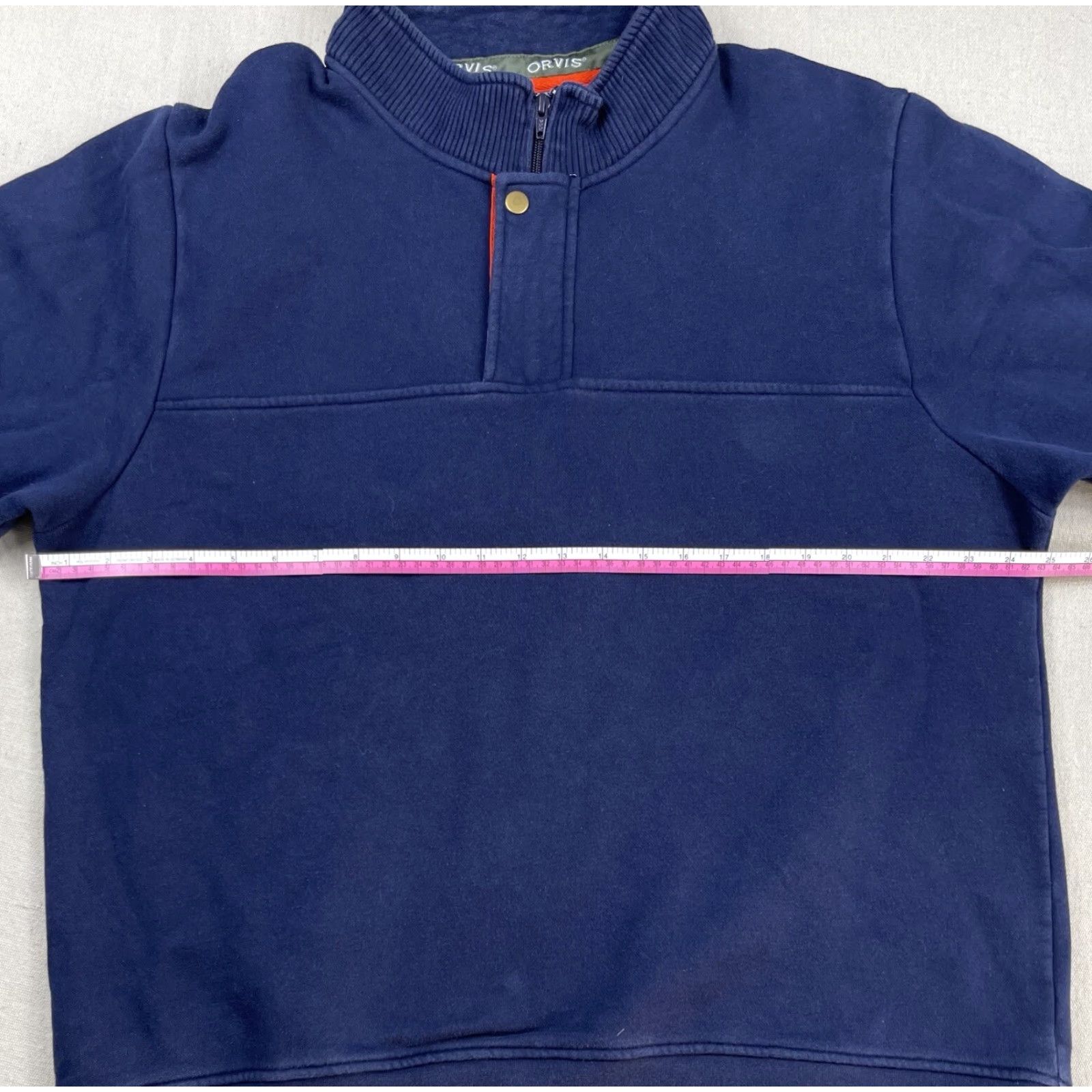 Orvis Orvis Sweater 1/4 Zip Pullover XL Mens Navy Blue Trout Fisherman Casual Knit Wool Cotton Polyester Fleece Size US XL / EU 56 / 4 - 4 Thumbnail