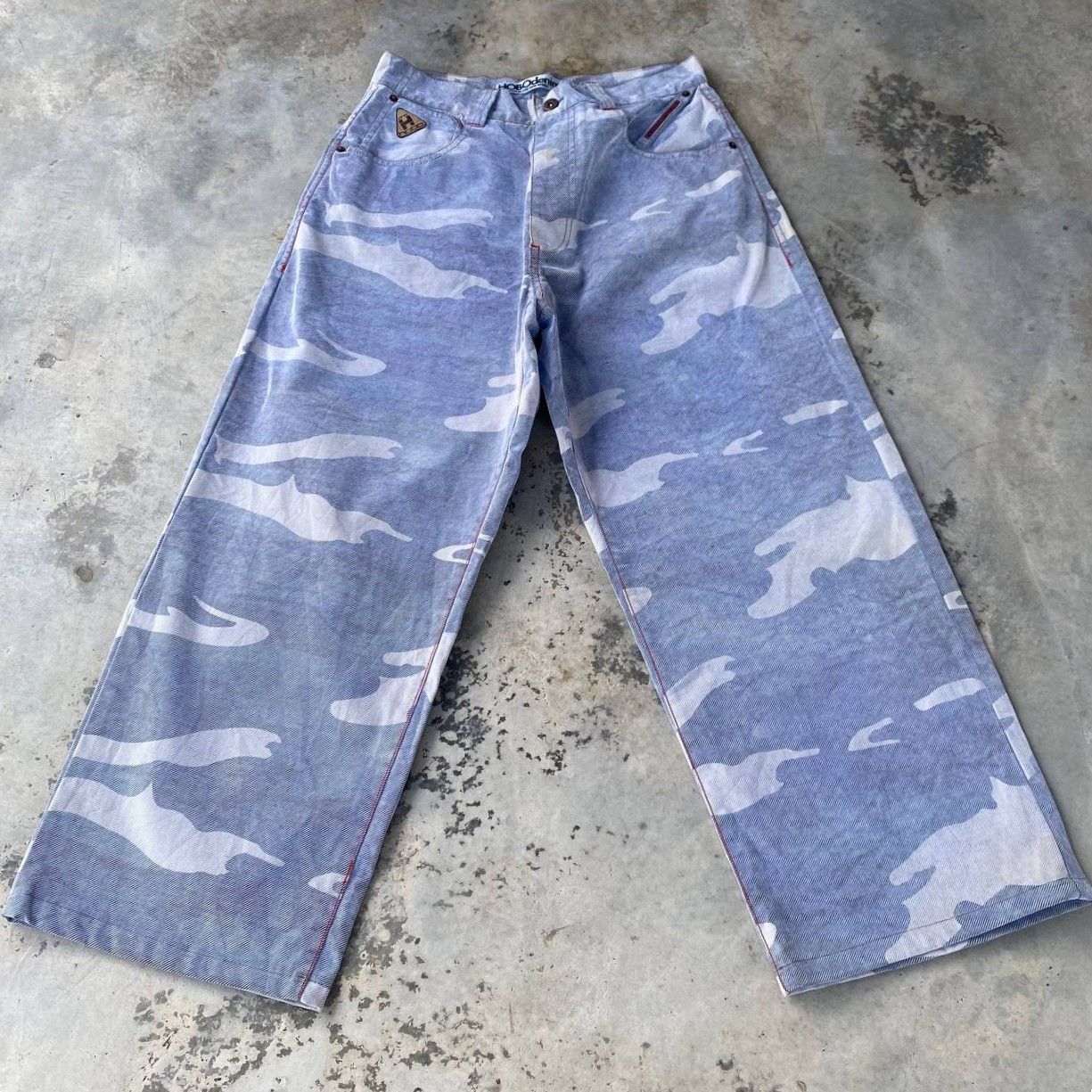 Hobo HOBO DENIM Vintage 90s Wide Leg Blue Camo Skate Pants Baggy Size US 30 / EU 46 - 2 Thumbnail