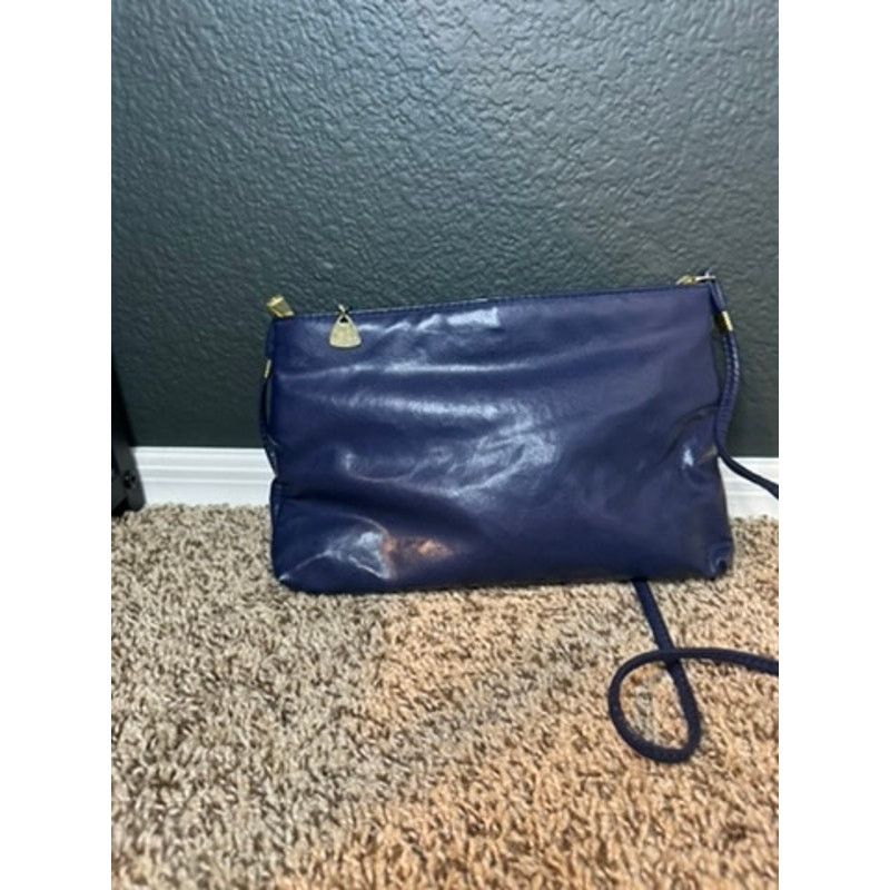 Vintage Vintage Navy Blue Leather Crossbody Clutch Size ONE SIZE - 2 Thumbnail