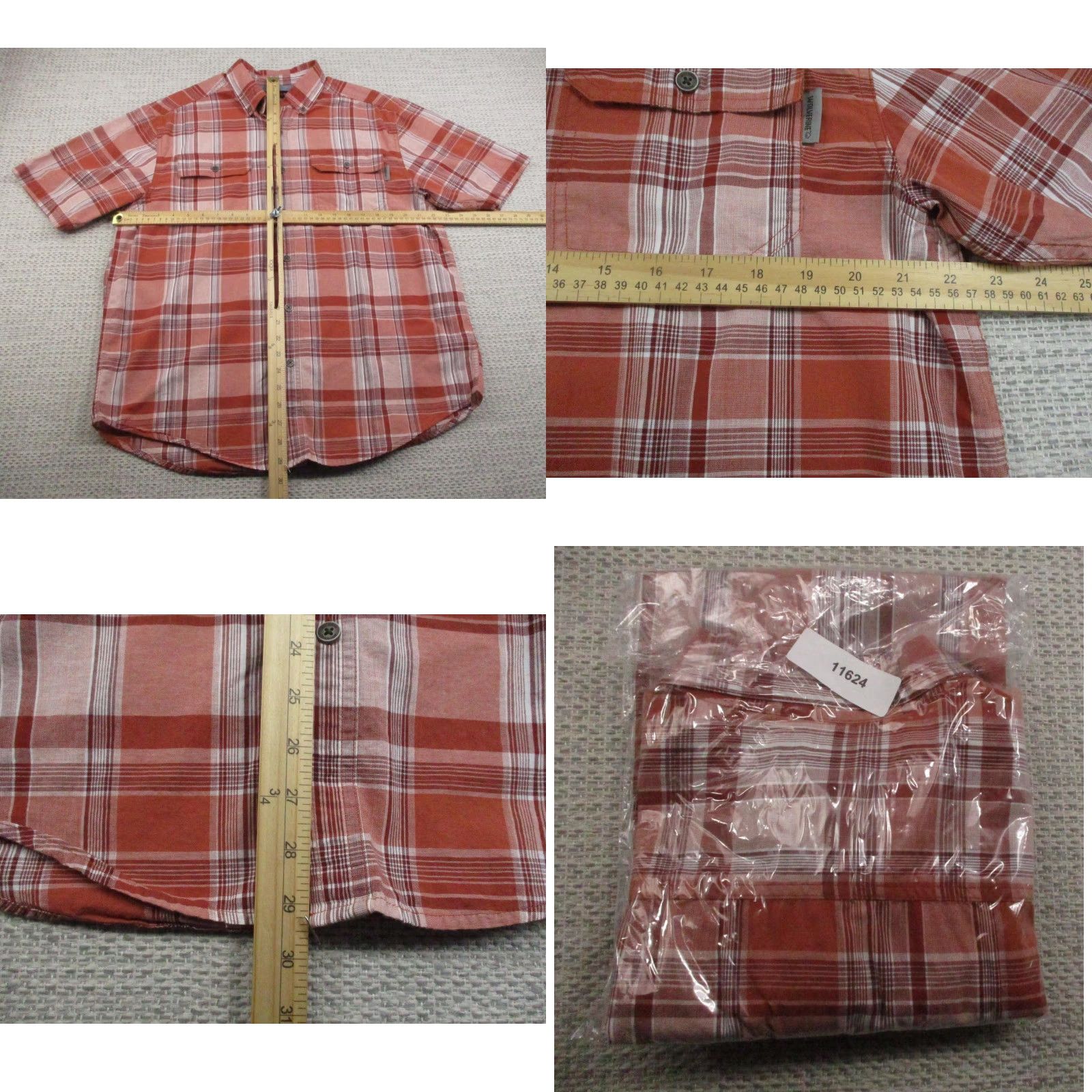 Vintage Wolverine Shirt Mens Large Orange Plaid Short Sleeve Button-Up Cotton Casual Shirt Size US L / EU 52-54 / 3 - 8 Thumbnail