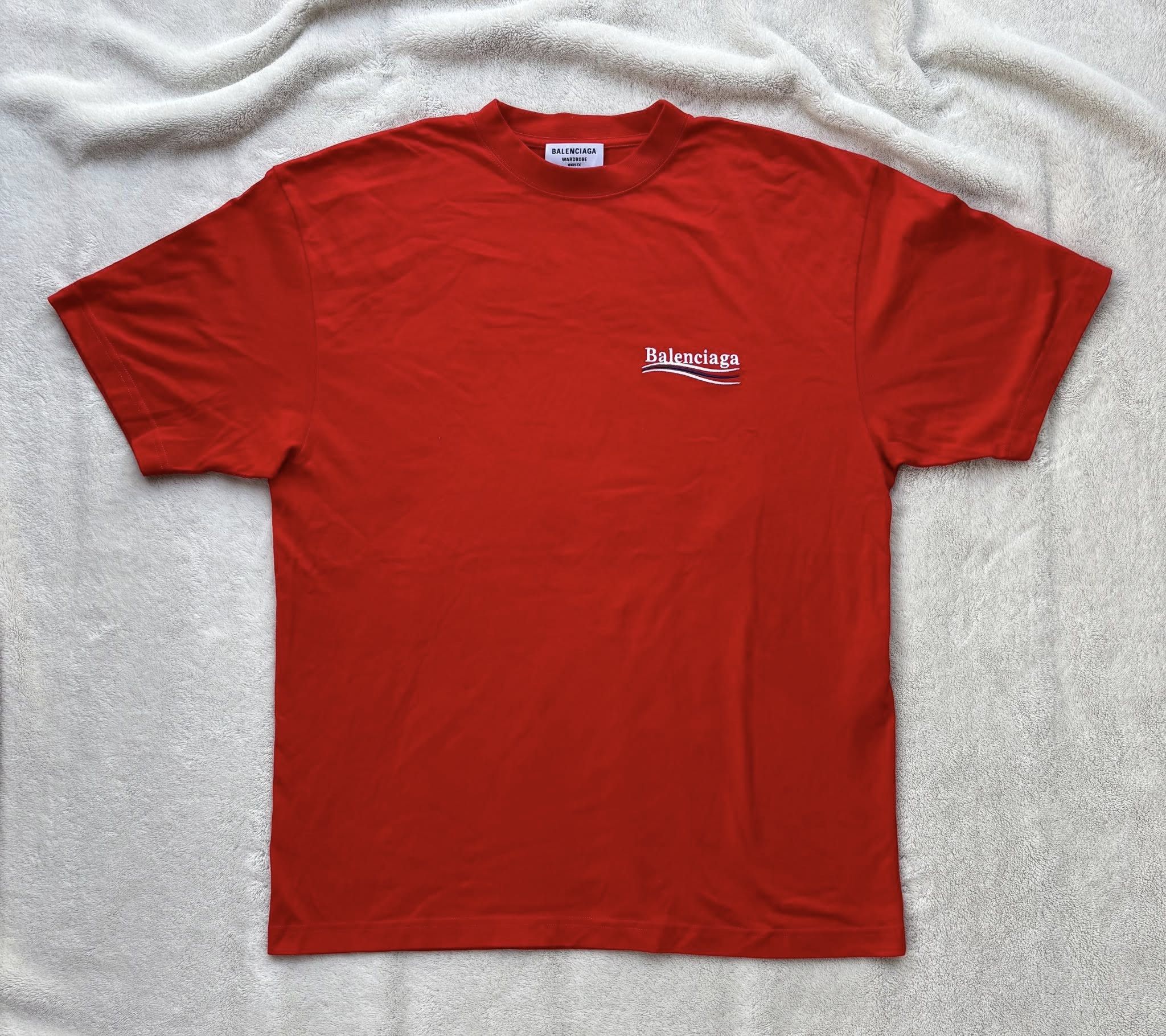 Balenciaga Balenciaga Red Embroidered Political Campaign Logo Tee Size US XL / EU 56 / 4 - 3 Thumbnail
