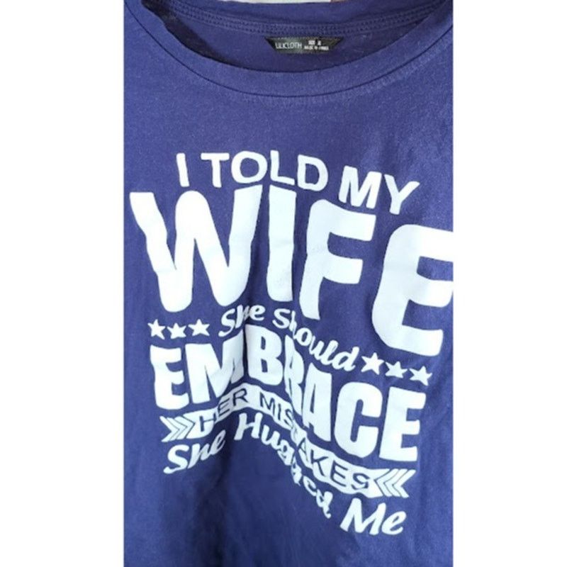 Other Mens Funny Graphic Tee I Told My Wife Blue TShirt Size 2XL Size US XXL / EU 58 / 5 - 5 Thumbnail