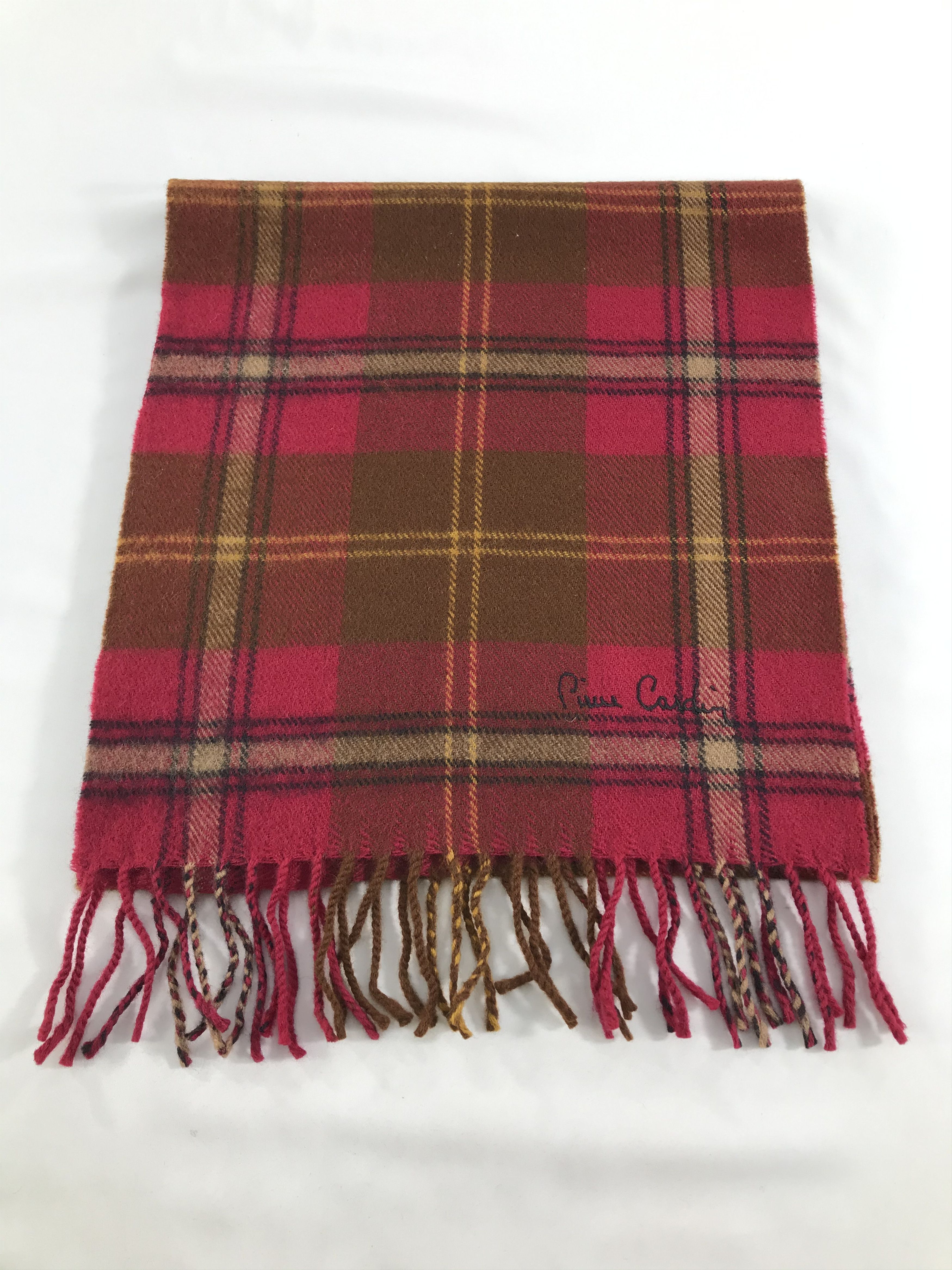 Pierre Cardin Pierre Cardin Tartan Wool Scarf Muffler V166 Size ONE SIZE - 2 Thumbnail
