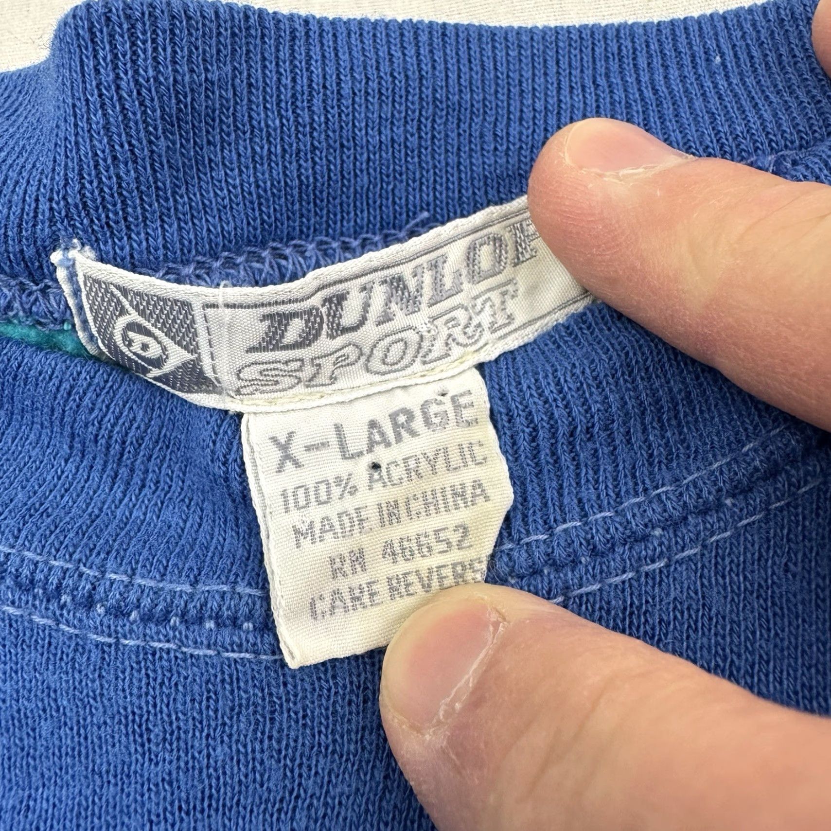 Dunlop VINTAGE Dunlop Sweatshirt Adult XL Blue Pockets Pullover Crewneck 80s Mens Size US XL / EU 56 / 4 - 6 Thumbnail