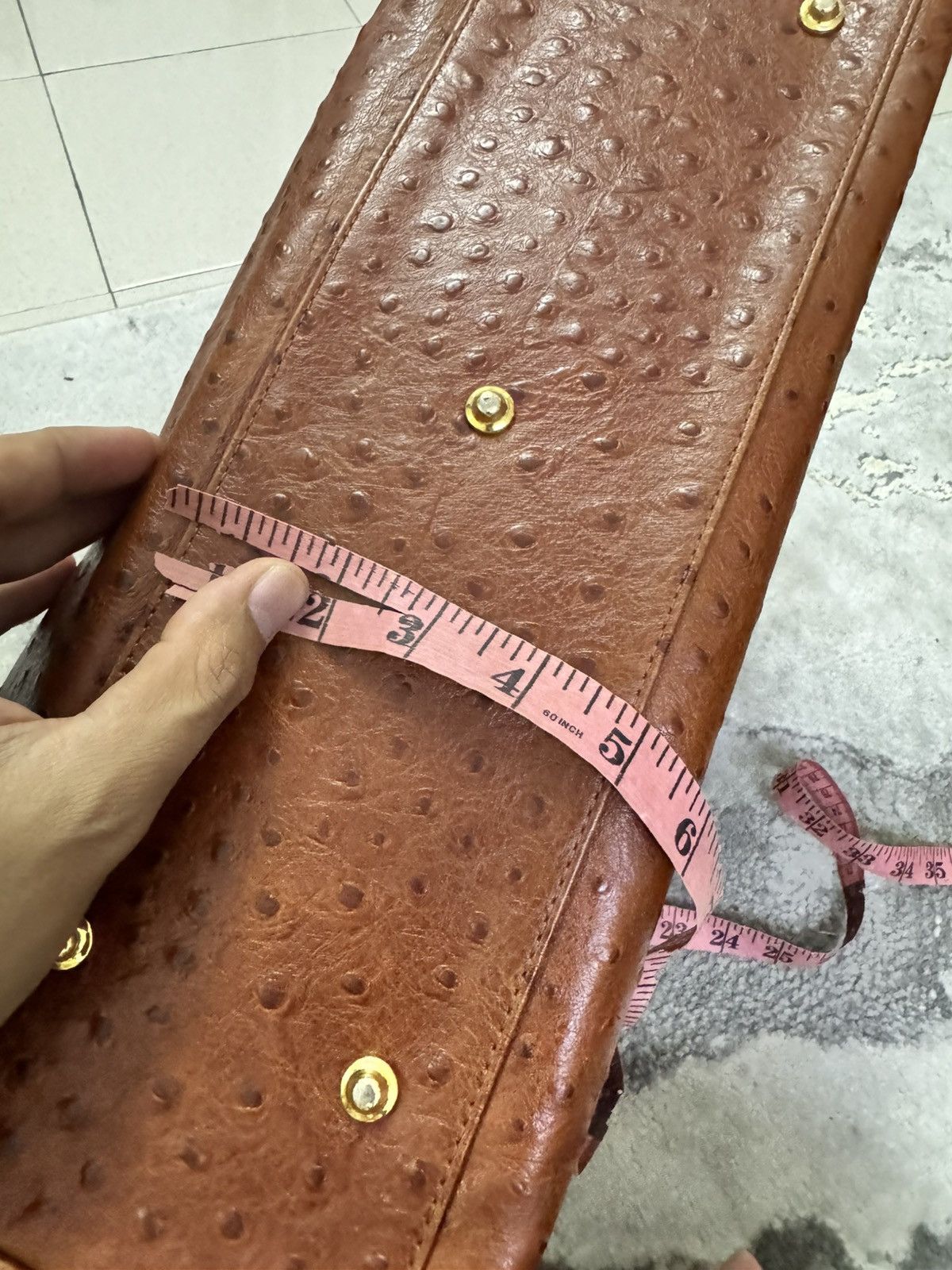 Handmade VINTAGE NAPLA MODE ET JACOMO OSTRICH LEATHER BAG Size ONE SIZE - 8 Thumbnail