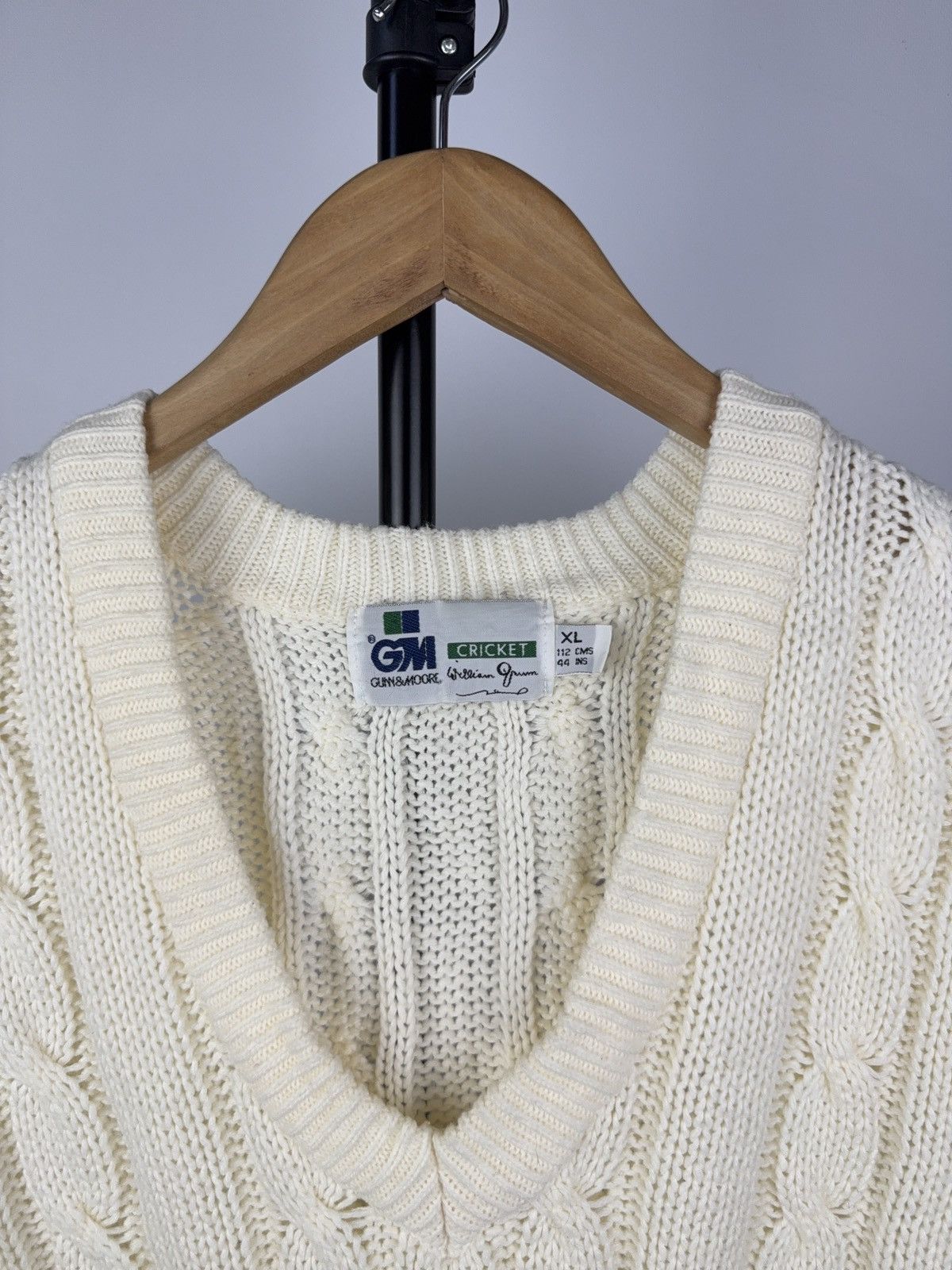 Designer × Vintage GM Cricket Cable Knit Sweater Vest Cream XL Size US XL / EU 56 / 4 - 3 Thumbnail