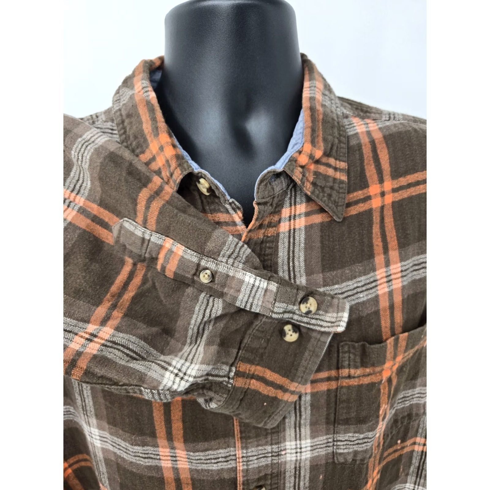 J Brand VINTAGE RK Brand Flannel Shirt 2XLT TALL Brown Orange Plaid Pocket Outdoor Walking Men Size US XXL / EU 58 / 5 - 7 Thumbnail