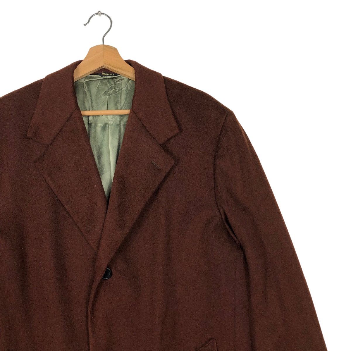 Japanese Brand 🔥Rich Brown - Long Fly Coats Wool Double Breast Green Label Size US M / EU 48-50 / 2 - 5 Thumbnail