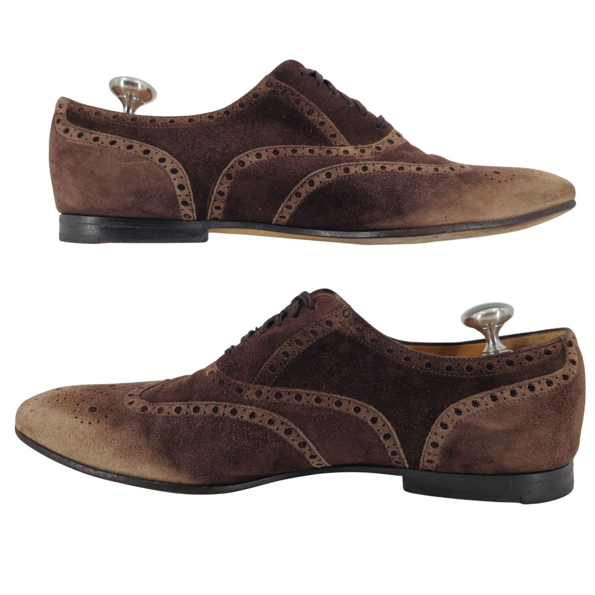 Gucci Gucci Italy Men size 7.5E Brown Suede Wingtip Derby Oxfords Size US 7.5 / EU 40-41 - 9 Thumbnail