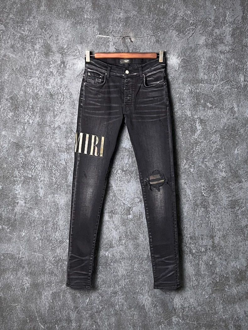 Amiri Amiri Letter embroidery distressed jeans Size US 30 / EU 46 - 1 Thumbnail