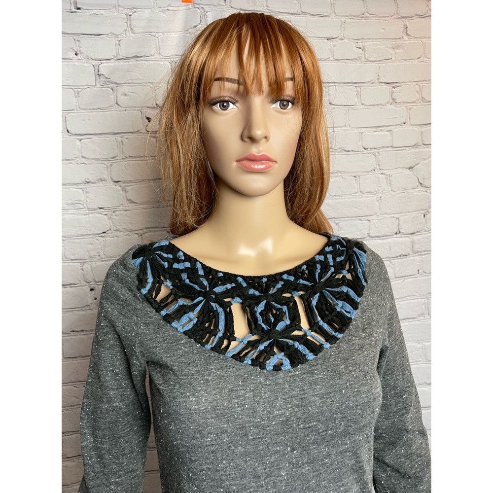 Free People Free People Crochet Trim Asymmetrical Grey Dress Size S Size S / US 4 / IT 40 - 5 Thumbnail
