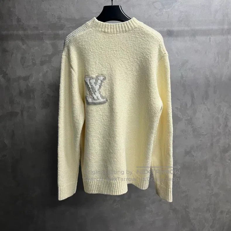 Louis Vuitton Louis Vuitton 25 Latest White Solid Letter Intarsia Pullov Size US XL / EU 56 / 4 - 5 Thumbnail