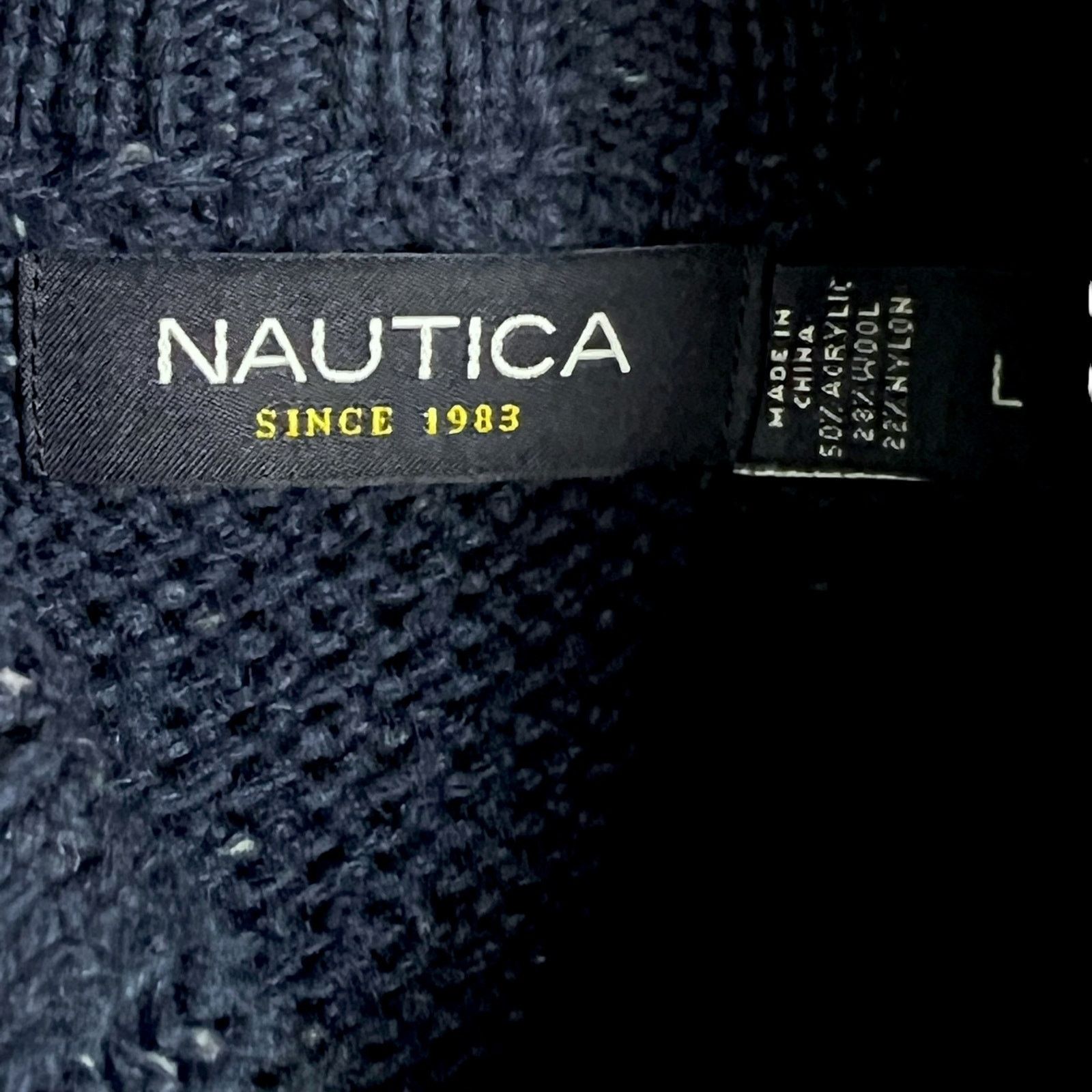 Nautica Nautica Men's Large Four-Button Mock Neck Speckled Sweater Size US L / EU 52-54 / 3 - 3 Thumbnail