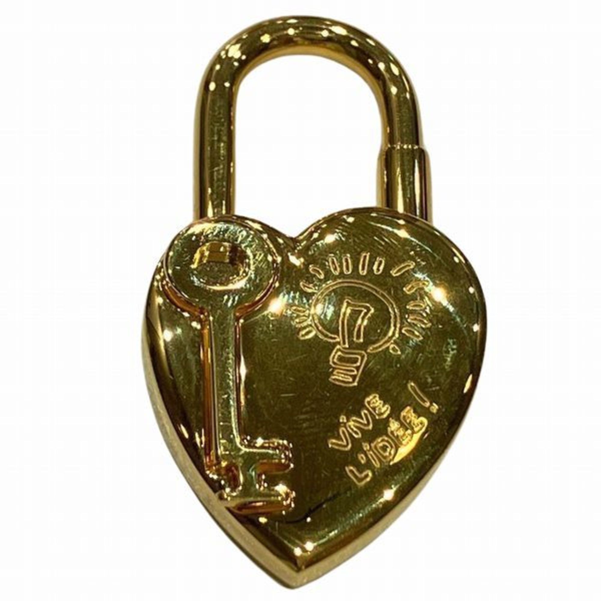 image of Hermes Cadena Fantasy Heart & Key 2004 Gold Charm Accessory Keychain Women's