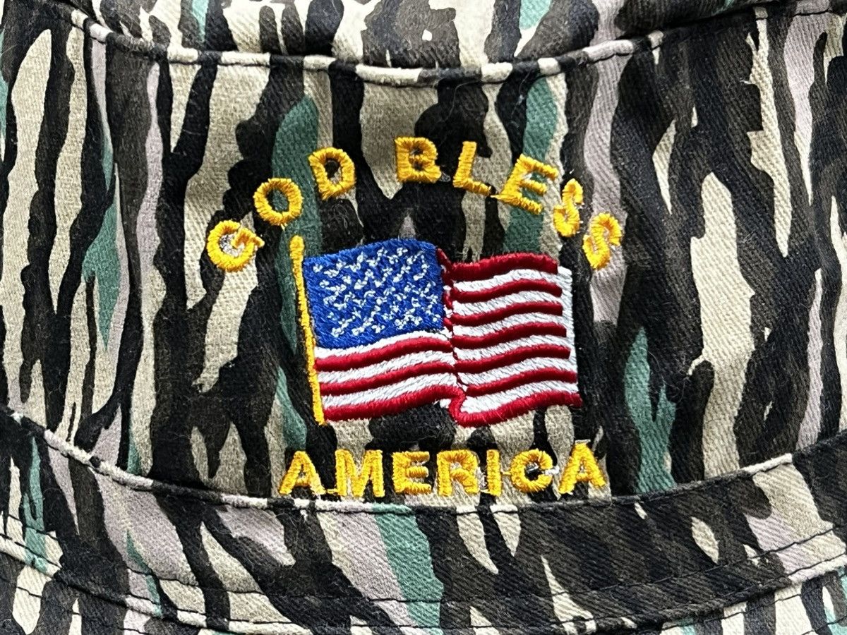Vintage Vintage 90s God Bless America Trebark Camo Bucket Hat Size ONE SIZE - 2 Thumbnail
