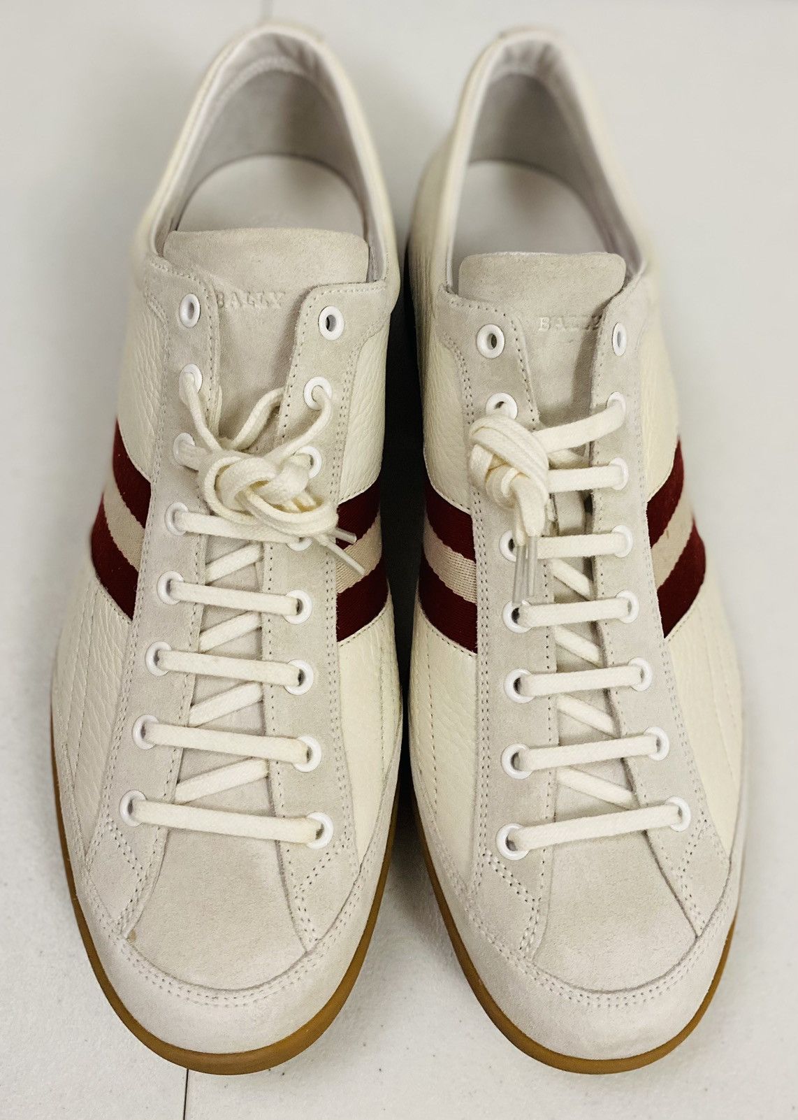 Bally Bally White/Cement Leather/Suede Stripe Nate Sneaker 12 NIB Size US 12 / EU 45 - 18 Thumbnail