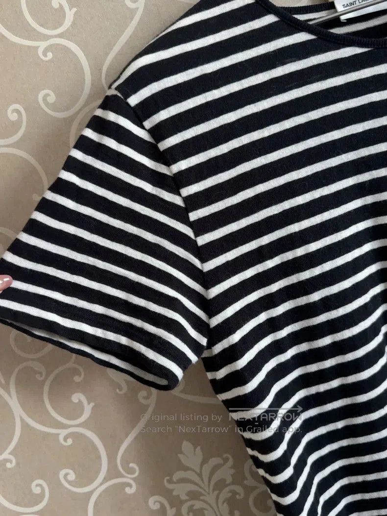 Saint Laurent Paris YSL Black White Stripe Short Sleeve T. Size US S / EU 44-46 / 1 - 6 Thumbnail