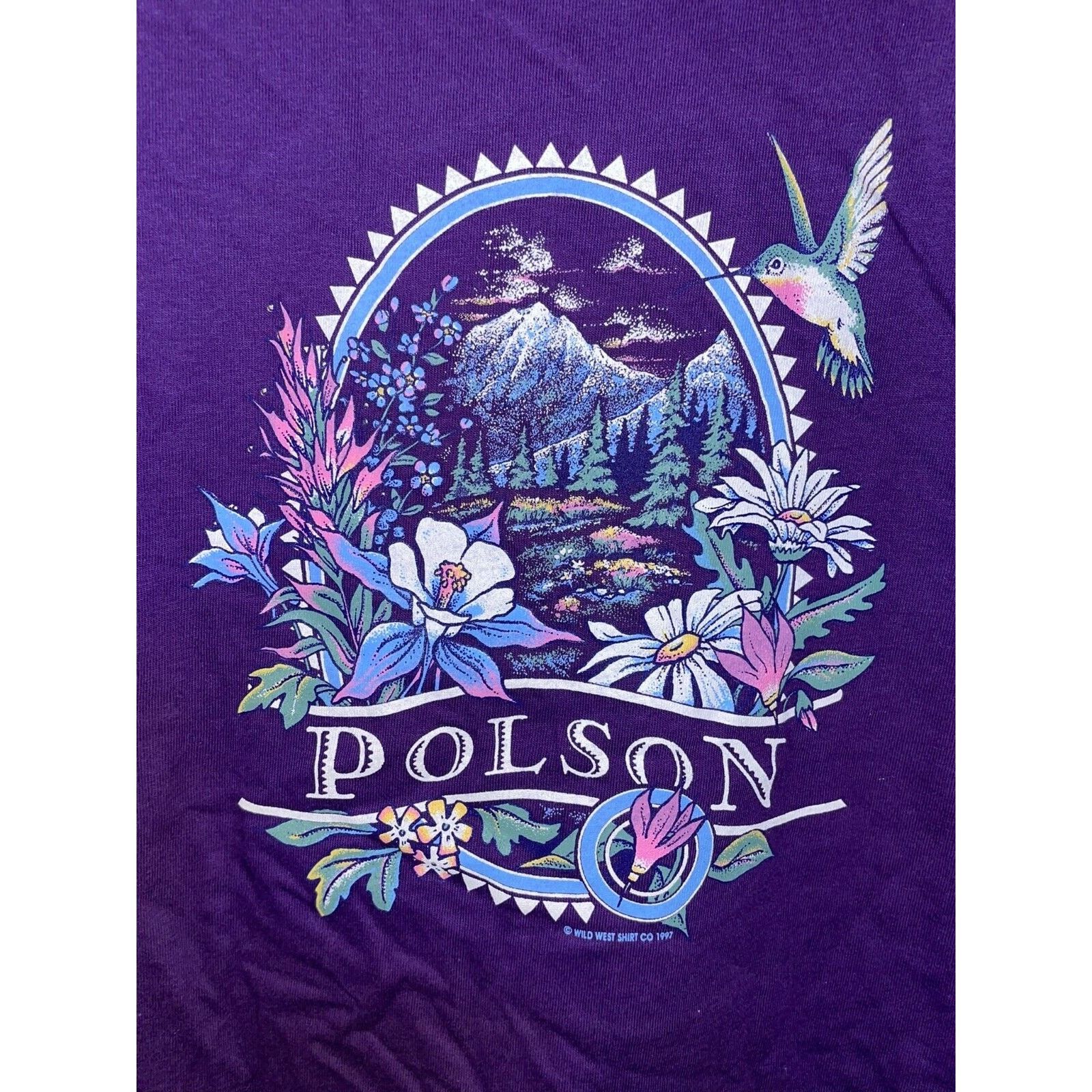 Jerzees Vintage Polson Shirt Mountain Graphic Tee 90s VTG 1997 M Size US M / EU 48-50 / 2 - 2 Thumbnail