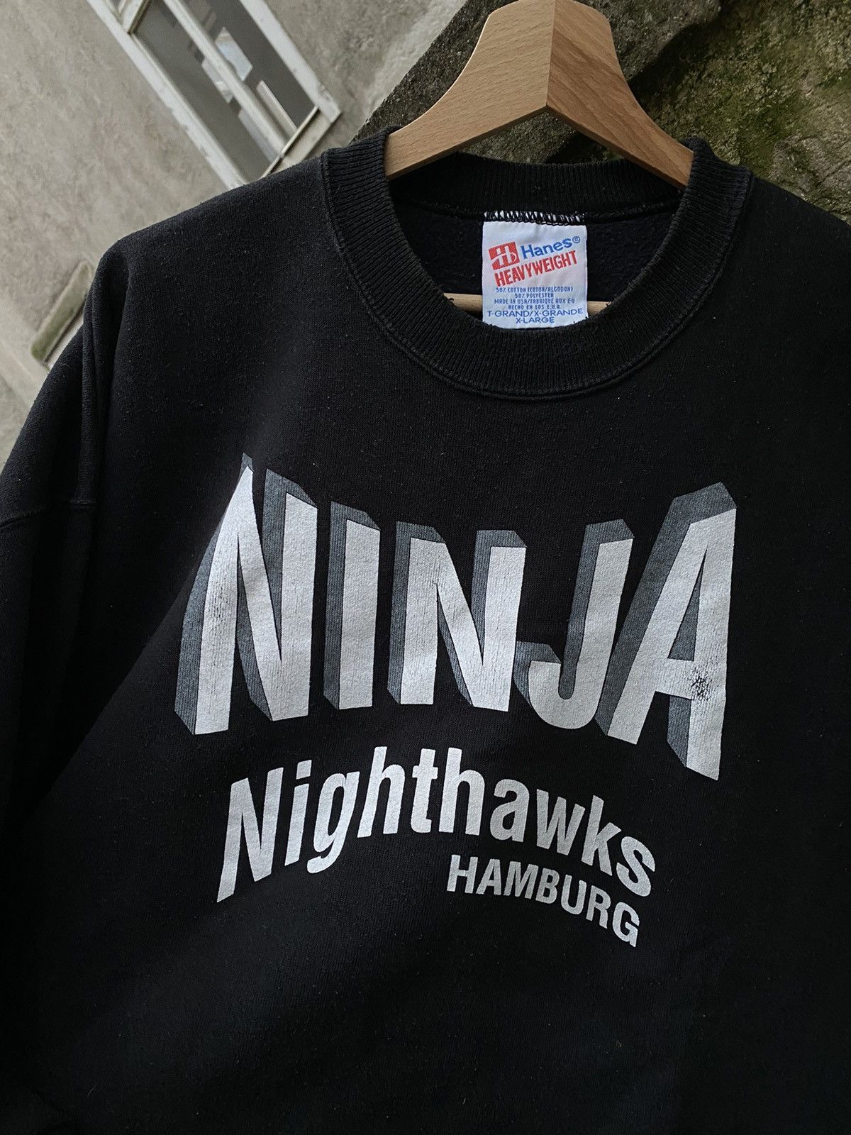 Hanes × NHL × Vintage Vintage 90s Hinja Nighthawks Hamburg Hanes sweatshirt Size US XL / EU 56 / 4 - 3 Thumbnail