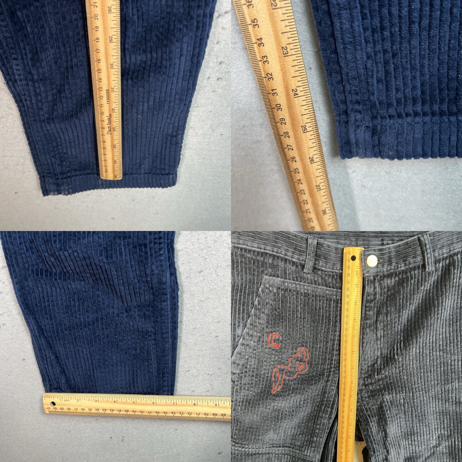 Vintage CARRIE BOLLERRE Corduroy Pants Womens Medium Blue Embroidered Straight Leg Chino Size 32" / US 10 / IT 46 - 8 Thumbnail