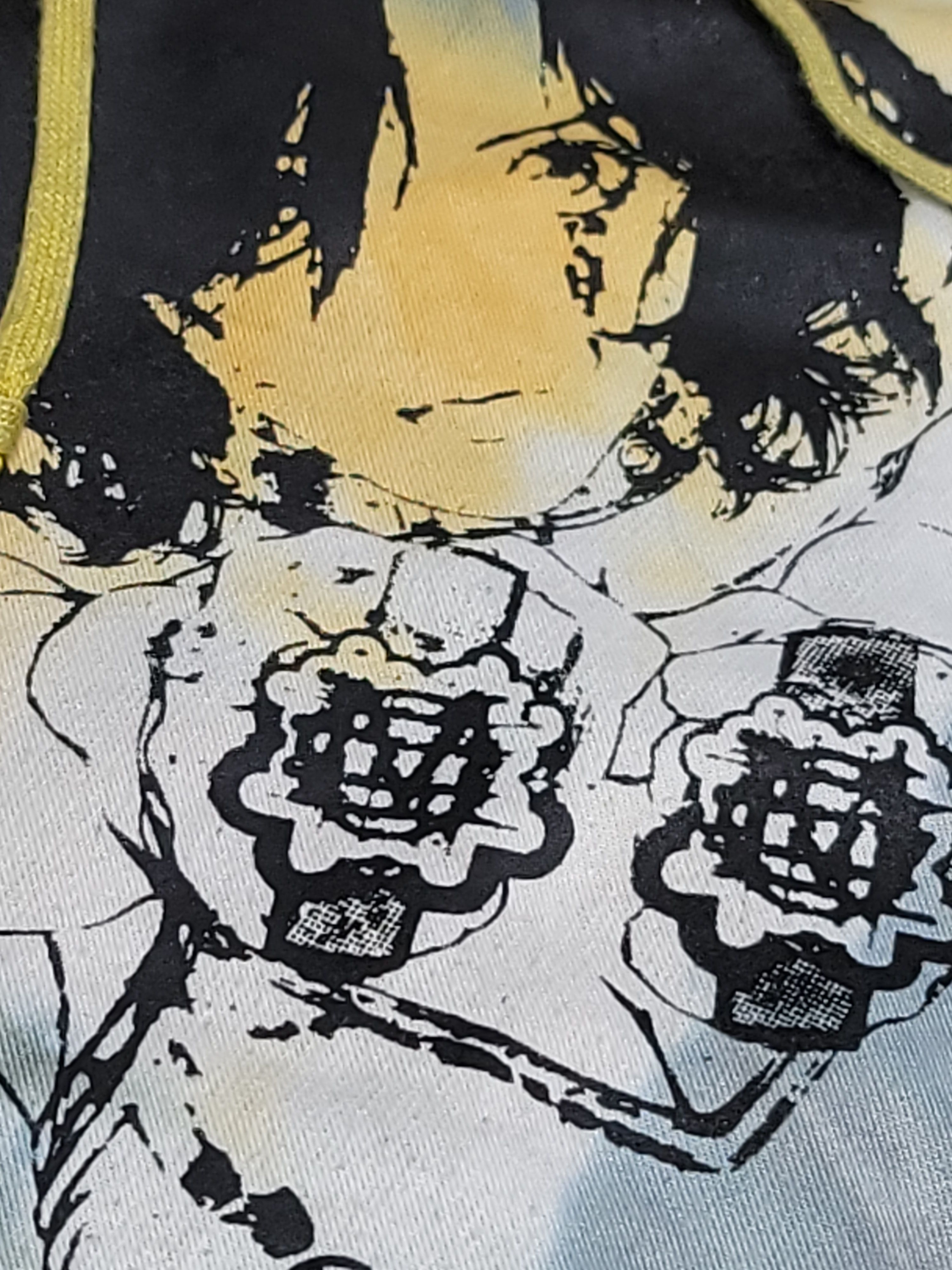 Designer Tie-Dye Anime Graphic Hoodie - Yellow, Gray, and White, Size Size US M / EU 48-50 / 2 - 3 Thumbnail