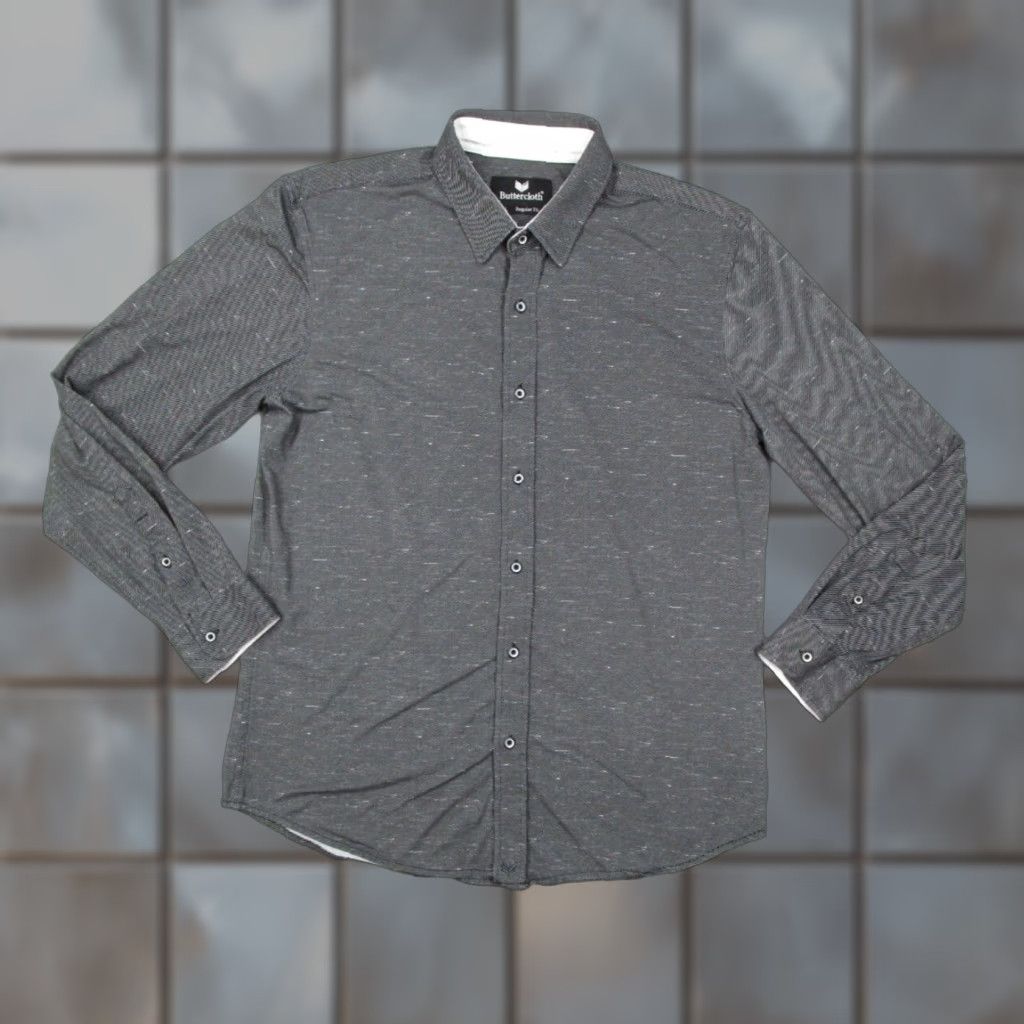 Vintage BUTTERCLOTH Button-Up Shirt Mens XL Black Striped Regular Fit Long Sleeve Flip Cuff Cotton Blend Vintage No? Size US XL / EU 56 / 4 - 1 Thumbnail