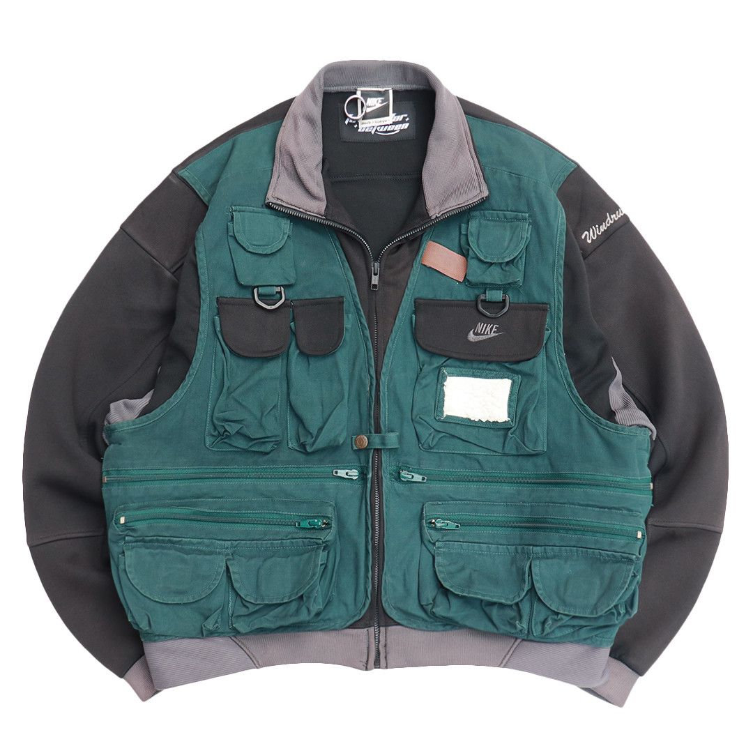Nike Reworked Vintage Nike Zip-up Tactical Tracktop Black-Teal | Grailed