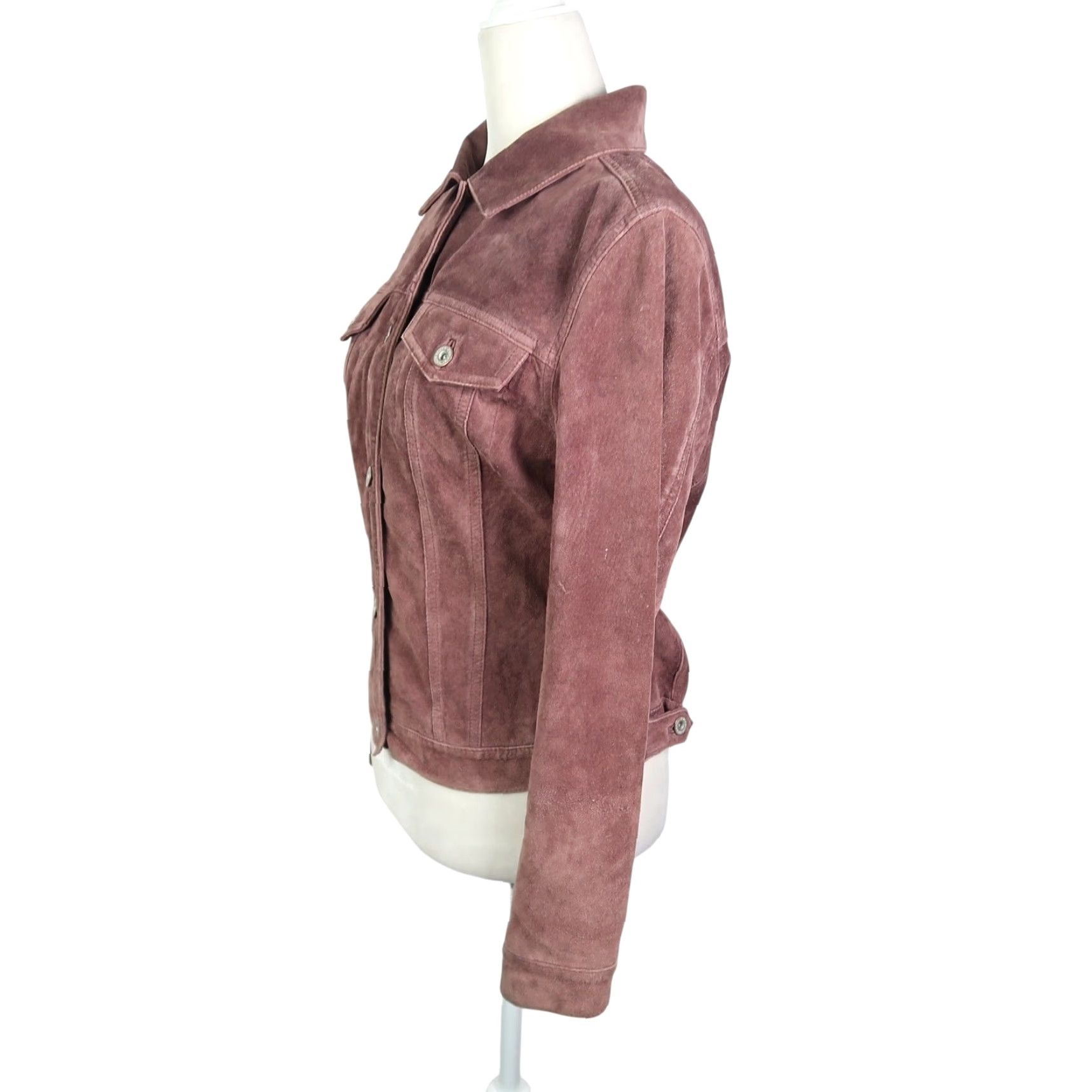 Eddie Bauer VINTAGE Eddie Bauer Jacket Suede Leather Purple Womens XS Short Button Front Casual Fall Winter Spring Long Sleeve Size XS / US 0-2 / IT 36-38 - 3 Thumbnail