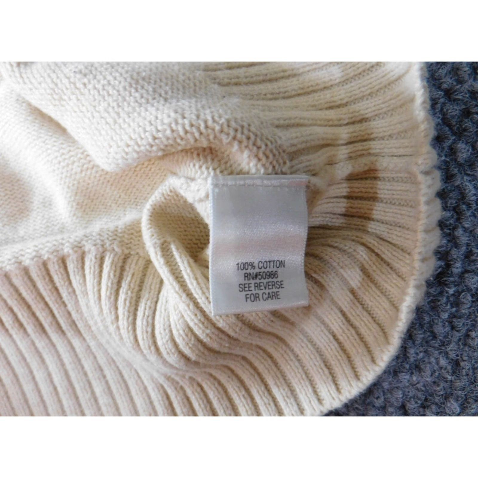 Croft & Barrow Croft & Barrow Womens Sweater Large Beige pullover classic Knit Crew Neck Long Sleeve Regular Stretch Cotton Size L / US 10 / IT 46 - 6 Thumbnail
