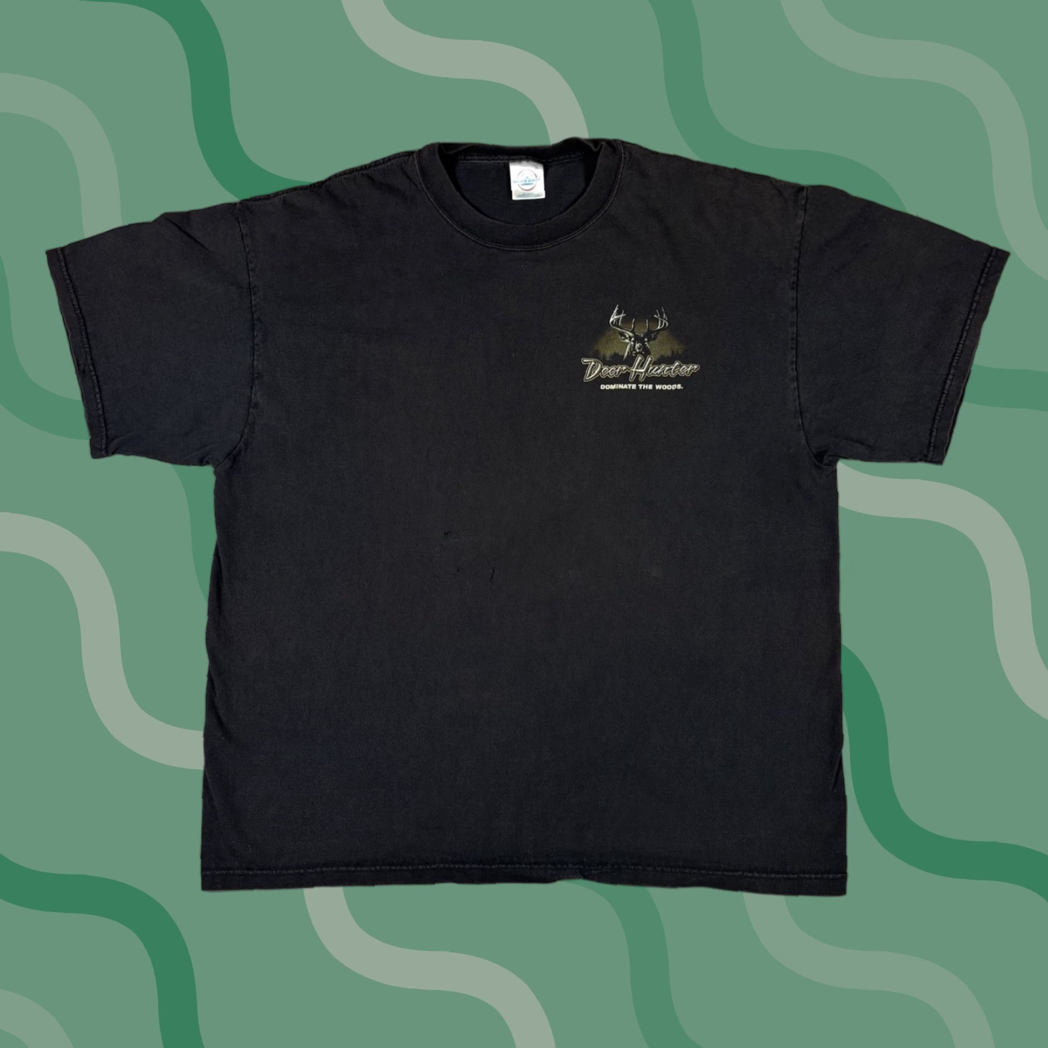 Delta VINTAGE Delta Deer Hunter Nature Animal T-Shirt Black Adults XL 90s Mens Shirt Size US XL / EU 56 / 4 - 1 Thumbnail