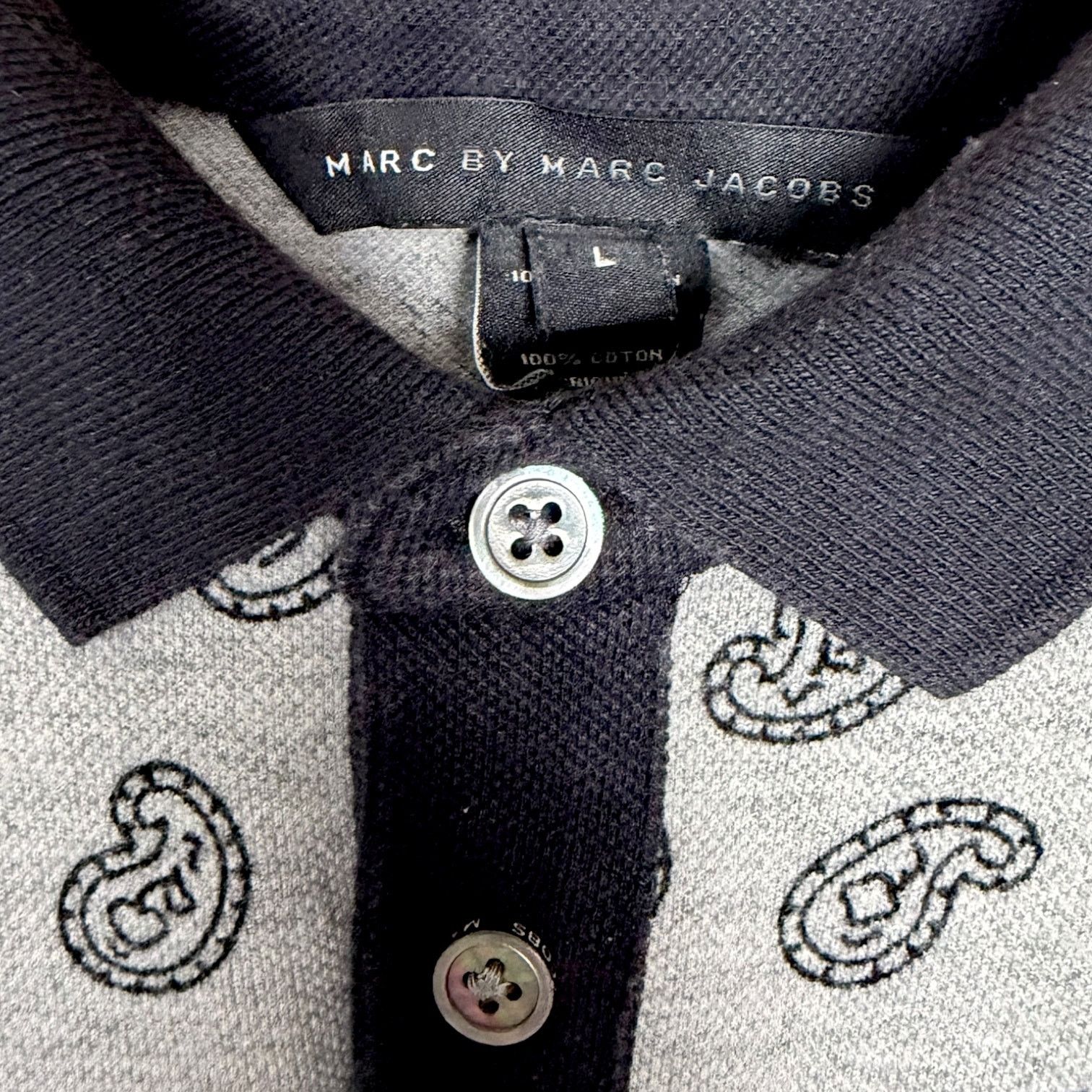 Marc by Marc Jacobs Marc by Marc Jacobs Paisley Gray Polo with Blue Trim Men's L Size US L / EU 52-54 / 3 - 4 Thumbnail