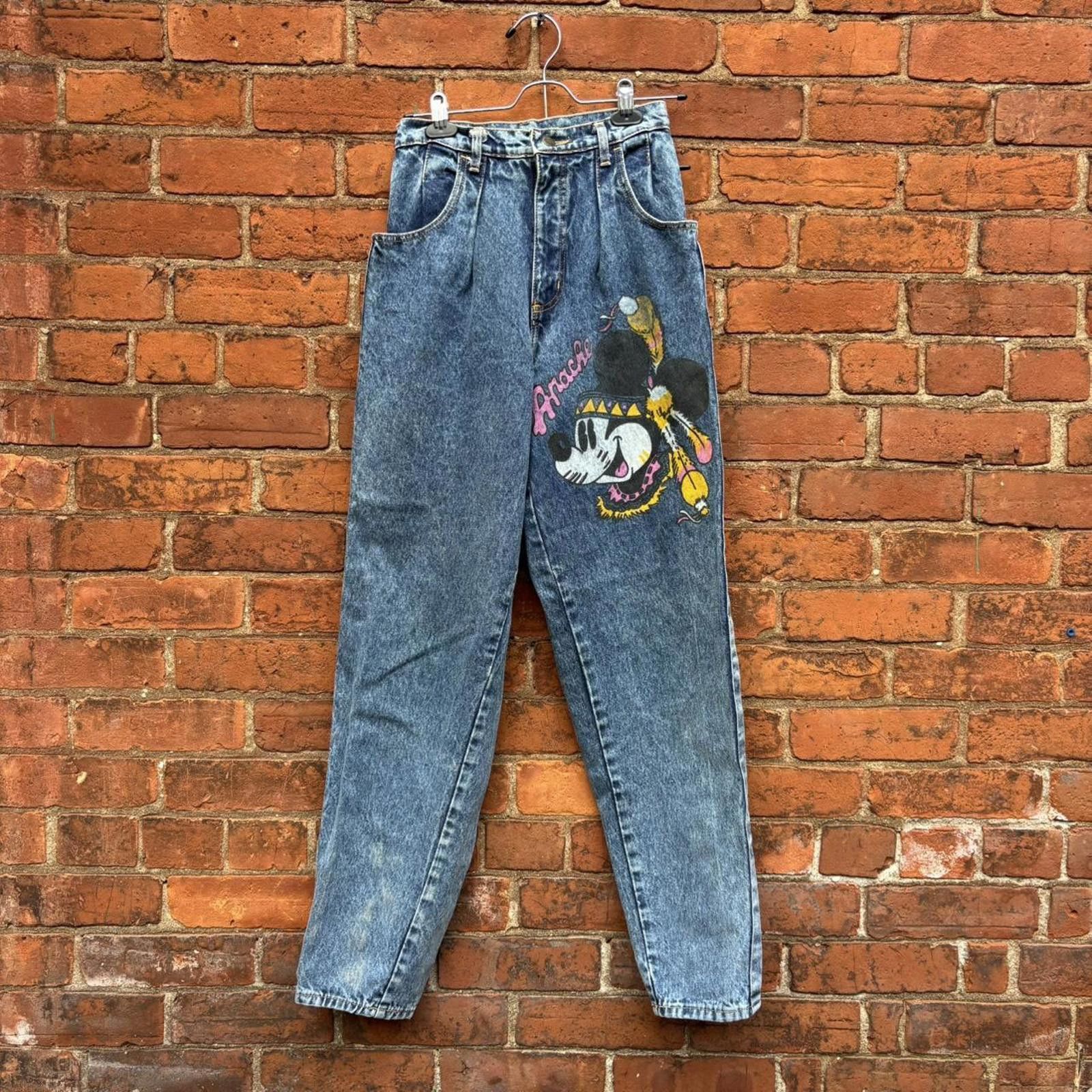 Other vintage e forte Apache Mickey Mouse painted jeans 90s 25x31 Size 25" / US 0 / IT 36 - 1 Thumbnail