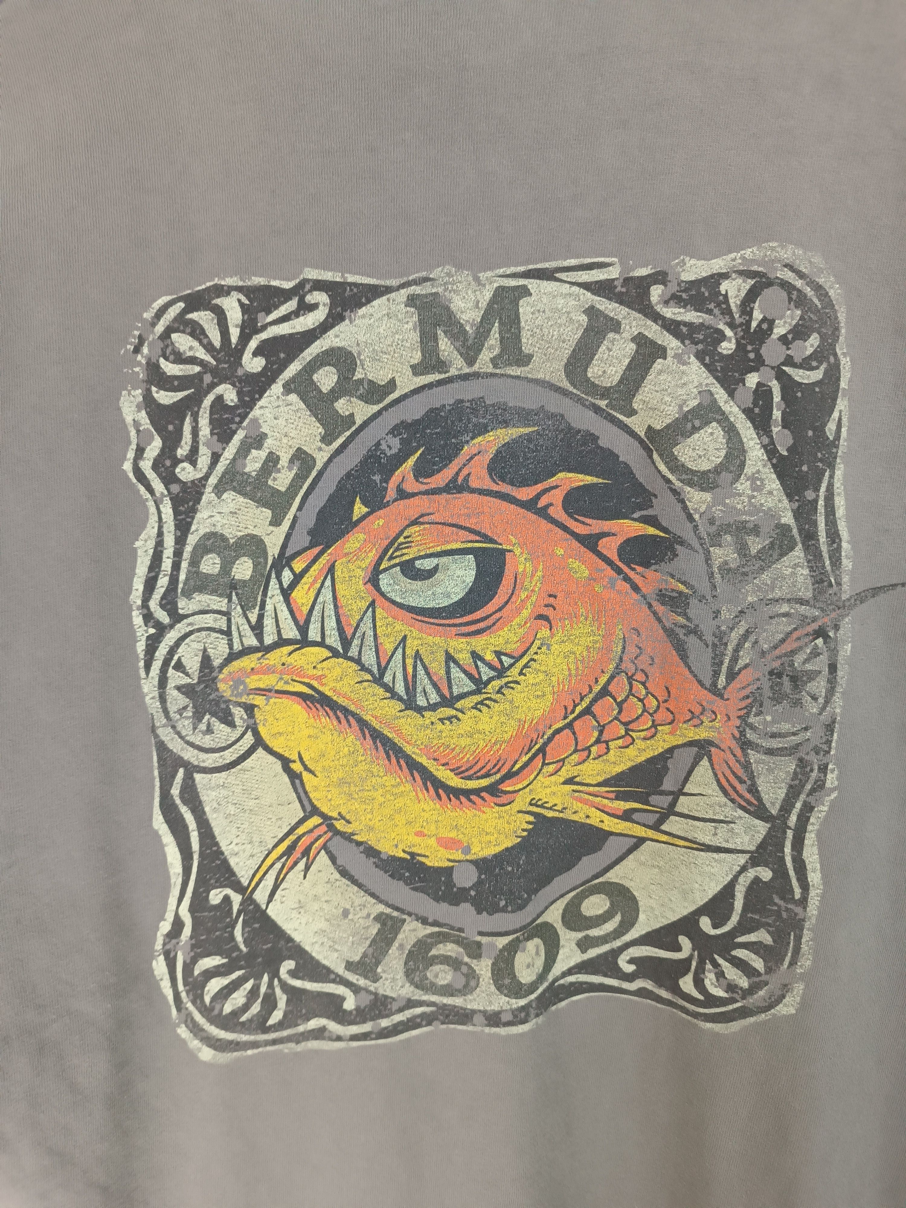 Vintage VINTAGE BERMUDA 1609 MONSTER FISH SCARY HORROR DARK TEE Size US L / EU 52-54 / 3 - 14 Thumbnail