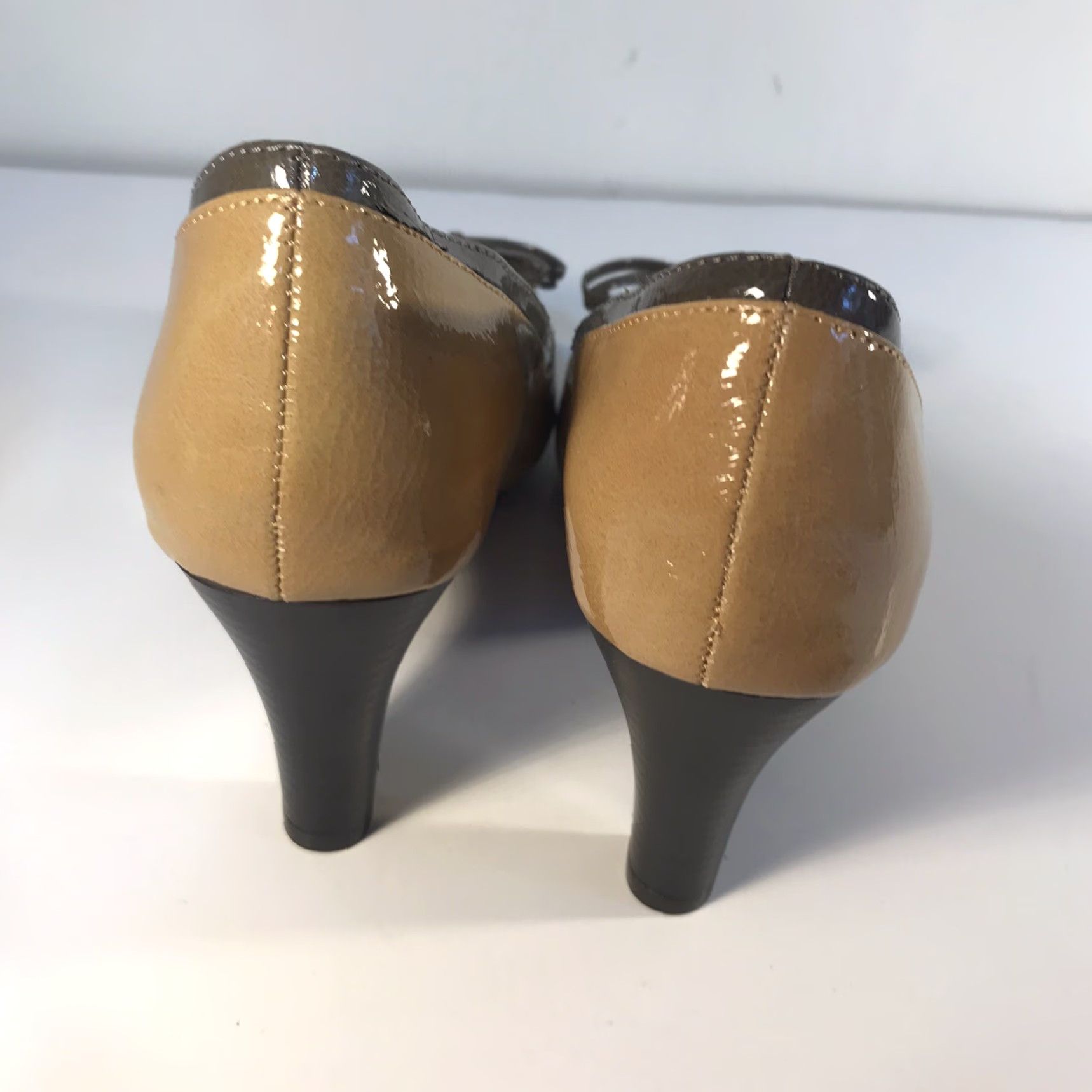 Croft & Barrow Croft & Barrow Peep Toe Block Heels Womens Size 8.5M Camel/Gray Size US 8.5 / IT 38.5 - 5 Thumbnail
