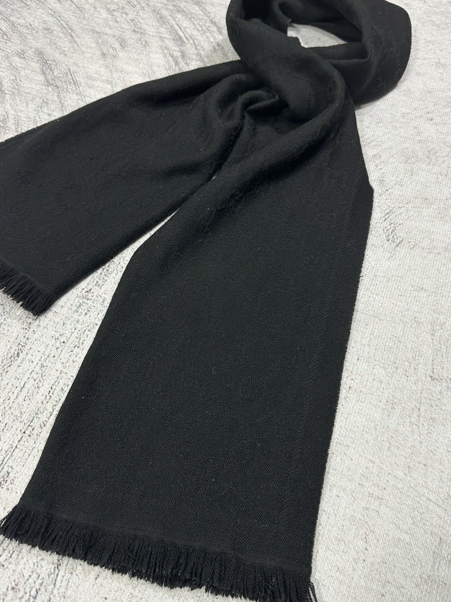 Gucci Gucci Scarf GG Monogram Logo Fringed Black Size ONE SIZE - 2 Thumbnail