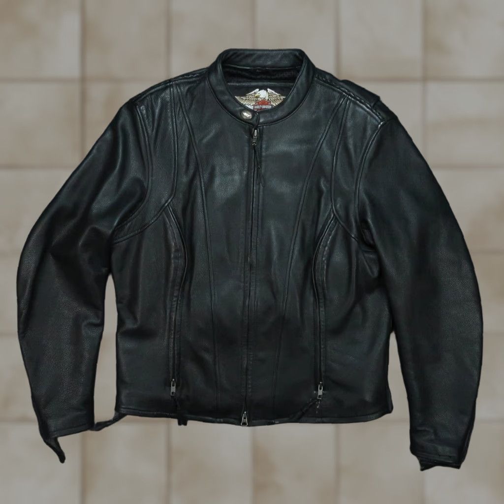 Harley Davidson Harley-Davidson Jacket Womens XL Black Leather Willie G Wheel Lined Full Zip Jacket Size XL / US 12-14 / IT 48-50 - 1 Thumbnail