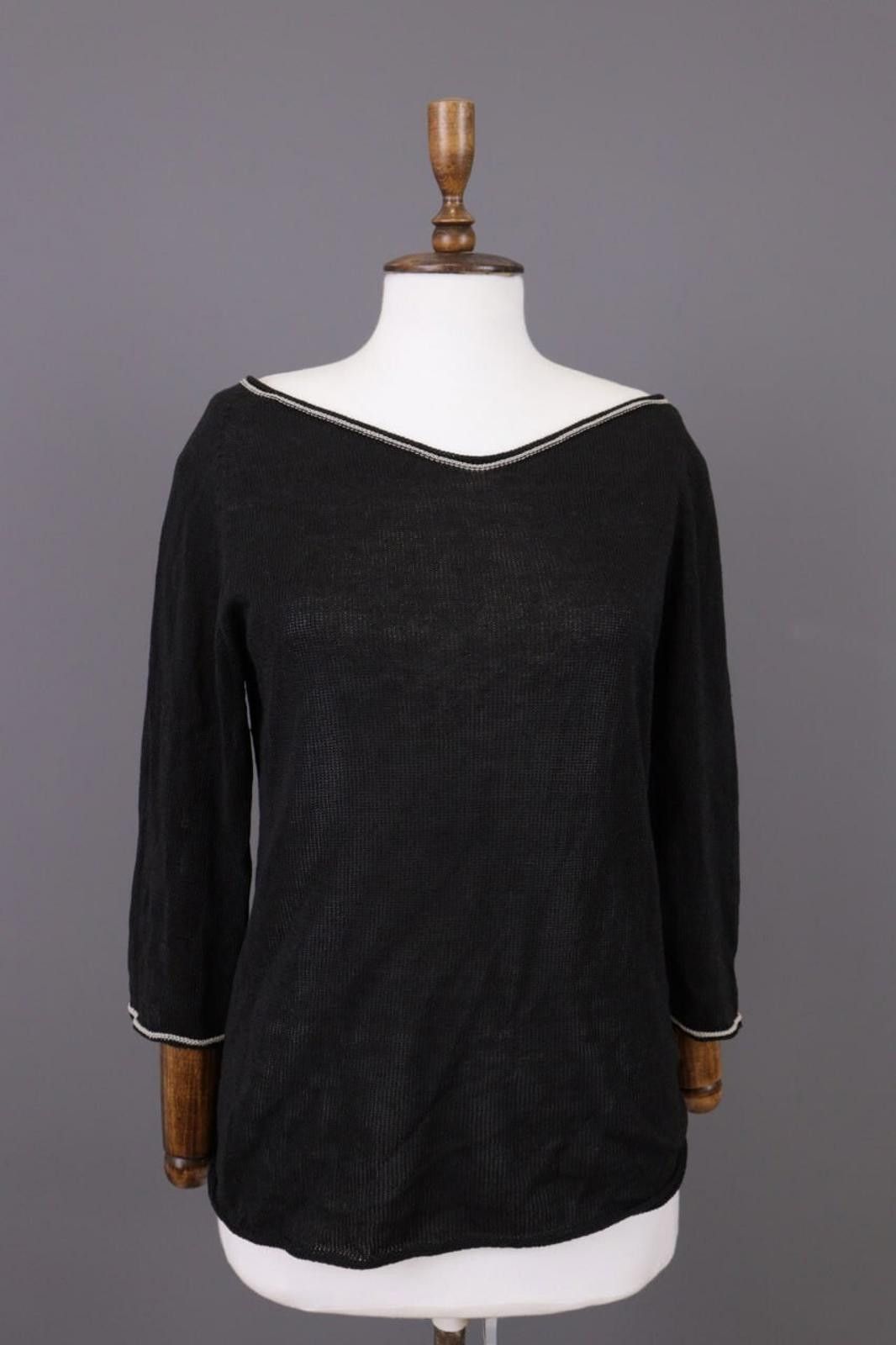 Designer Annette Gortz Black Lagenlook Linen Knit Sweater Size S Size S / US 4 / IT 40 - 1 Thumbnail