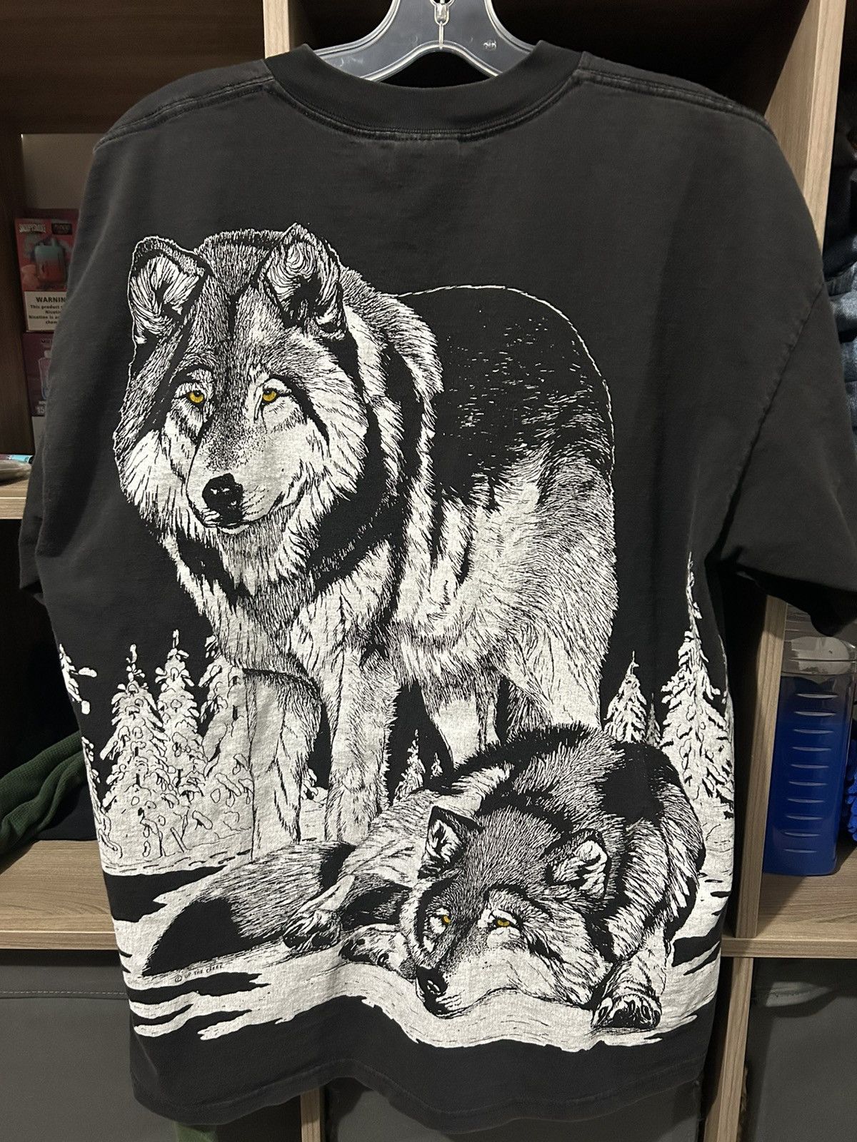 Vintage Vintage 90s Wolf AOP Faded Distressed Short Sleeve Tee Size US XL / EU 56 / 4 - 6 Thumbnail