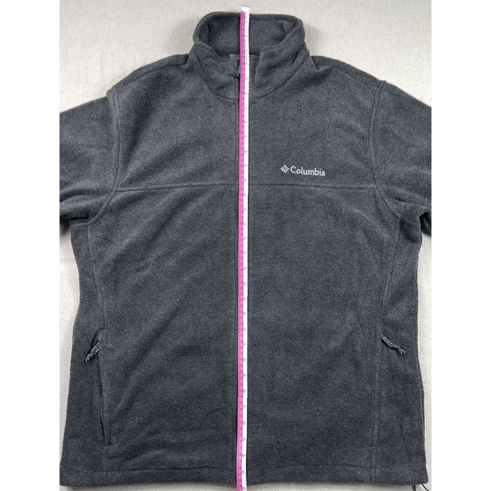 Vintage Columbia Full Zip Fleece Jacket Mens L Charcoal Gray Pockets Synch Waist Logo Zipper Practical Outdoor Casual Man Clothing Size US L / EU 52-54 / 3 - 6 Thumbnail