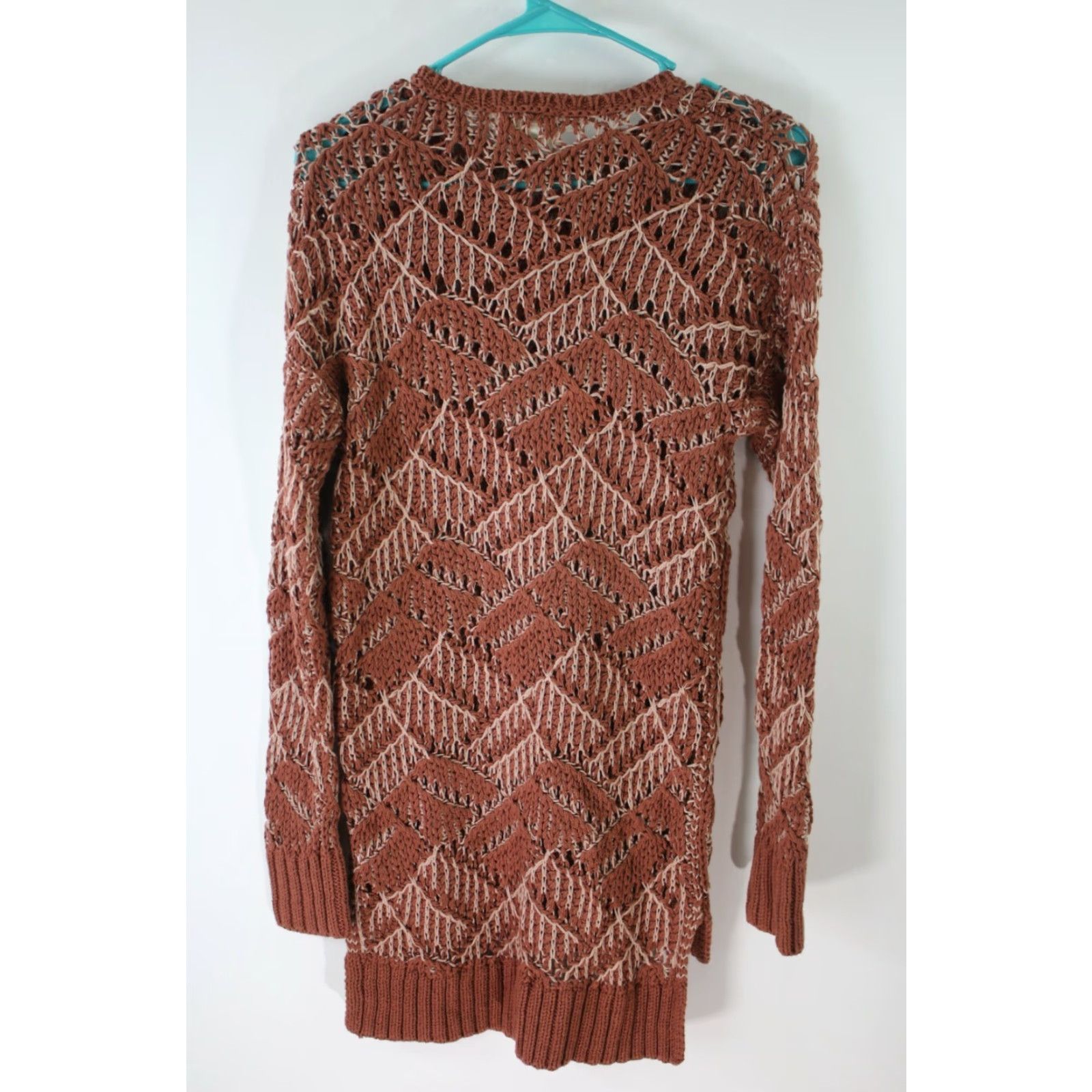 Vintage Universal Thread Sweater Shirt Tunic Womens Open Stitch Brown Size L Adult Large, 31 in, 21 in Sleeves, Round Neck, Knit Size L / US 10 / IT 46 - 2 Thumbnail